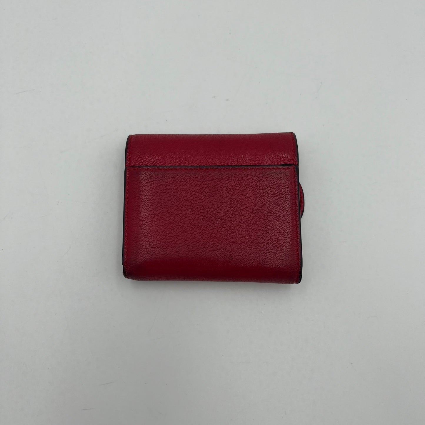 Christian Dior Red Leather Saddle Lotus Short Wallet GHW