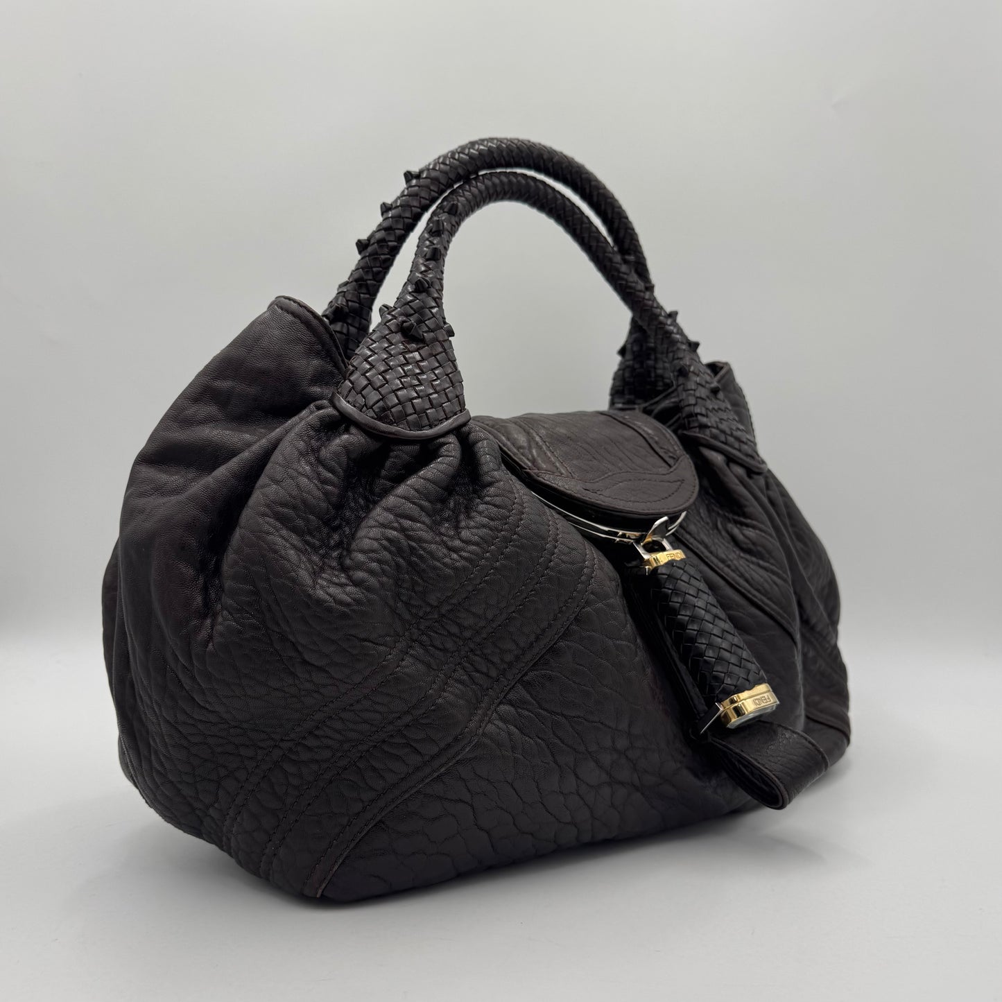 Fendi Brown Nappa Leather Spy Handbag