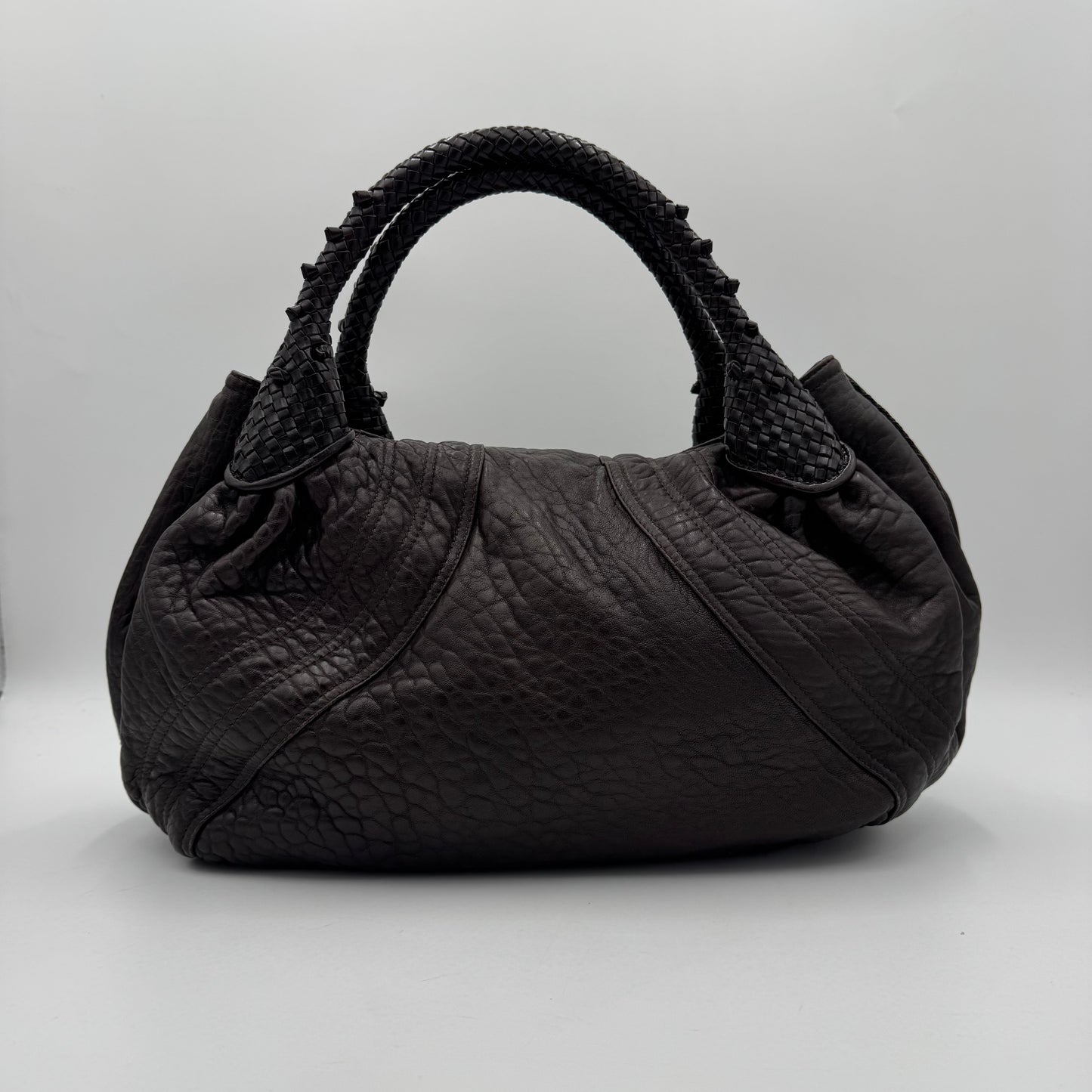 Fendi Brown Nappa Leather Spy Handbag