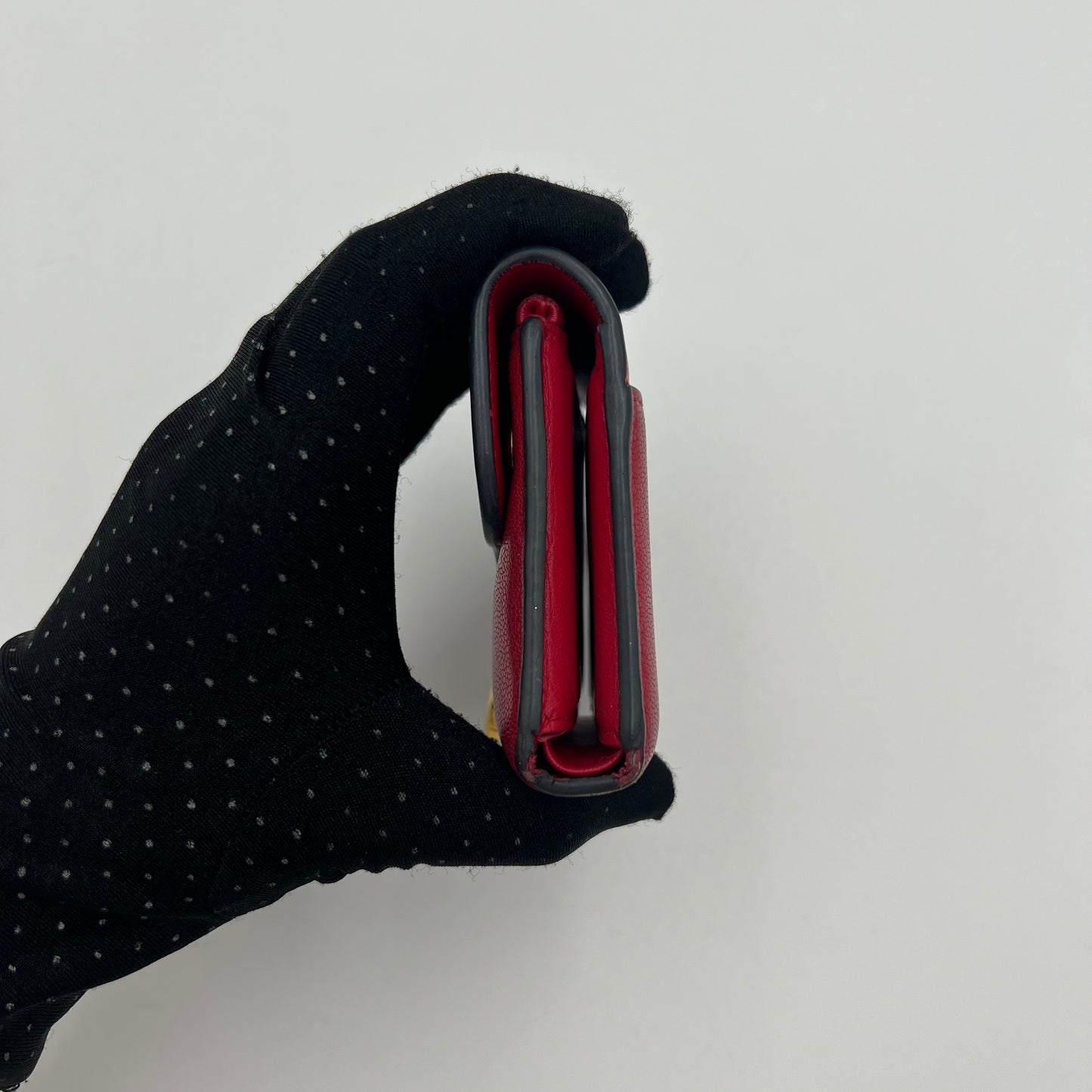 Christian Dior Red Leather Saddle Lotus Short Wallet GHW