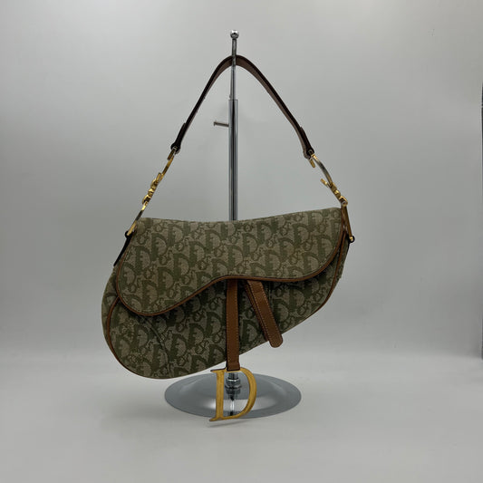 Christian Dior Green Monogram Saddle