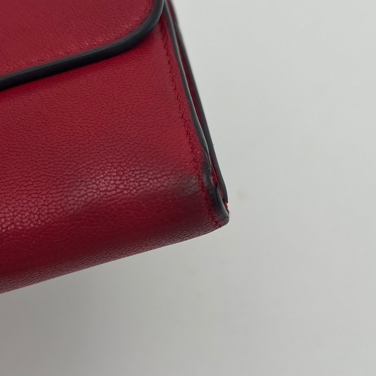 Christian Dior Red Leather Saddle Lotus Short Wallet GHW
