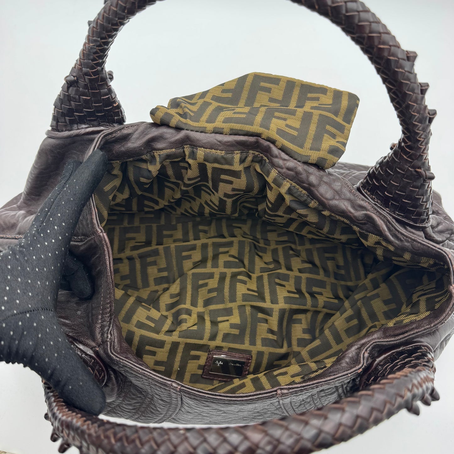 Fendi Brown Nappa Leather Spy Handbag