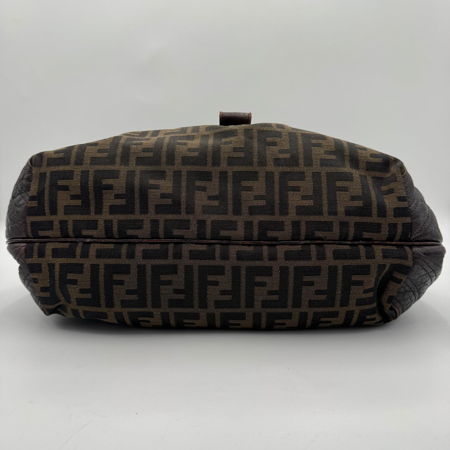 Fendi Tobacco Zucca and Textured Leather Spy Bag