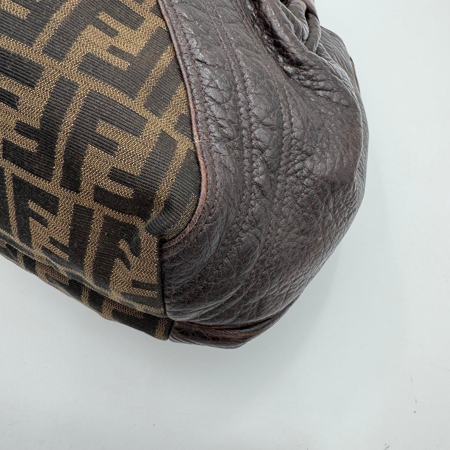 Fendi Tobacco Zucca and Textured Leather Spy Bag