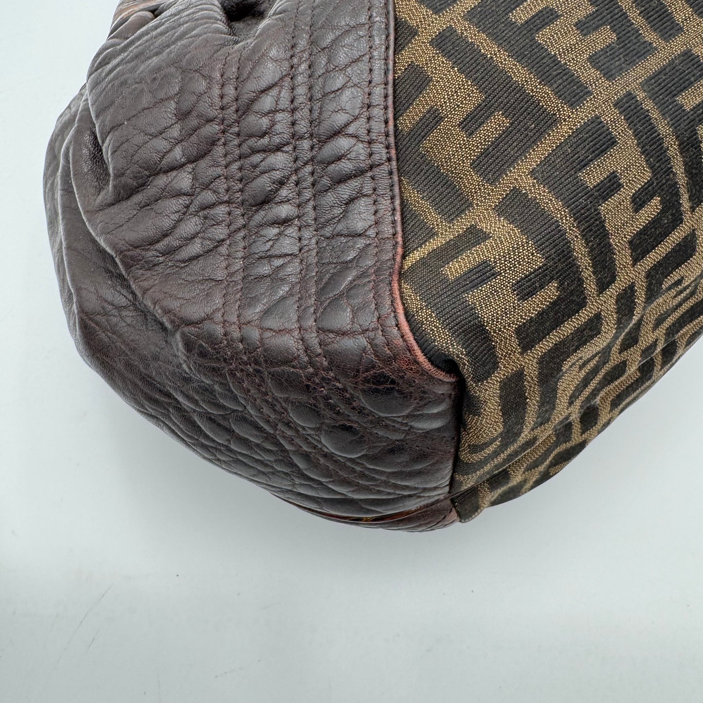 Fendi Tobacco Zucca and Textured Leather Spy Bag