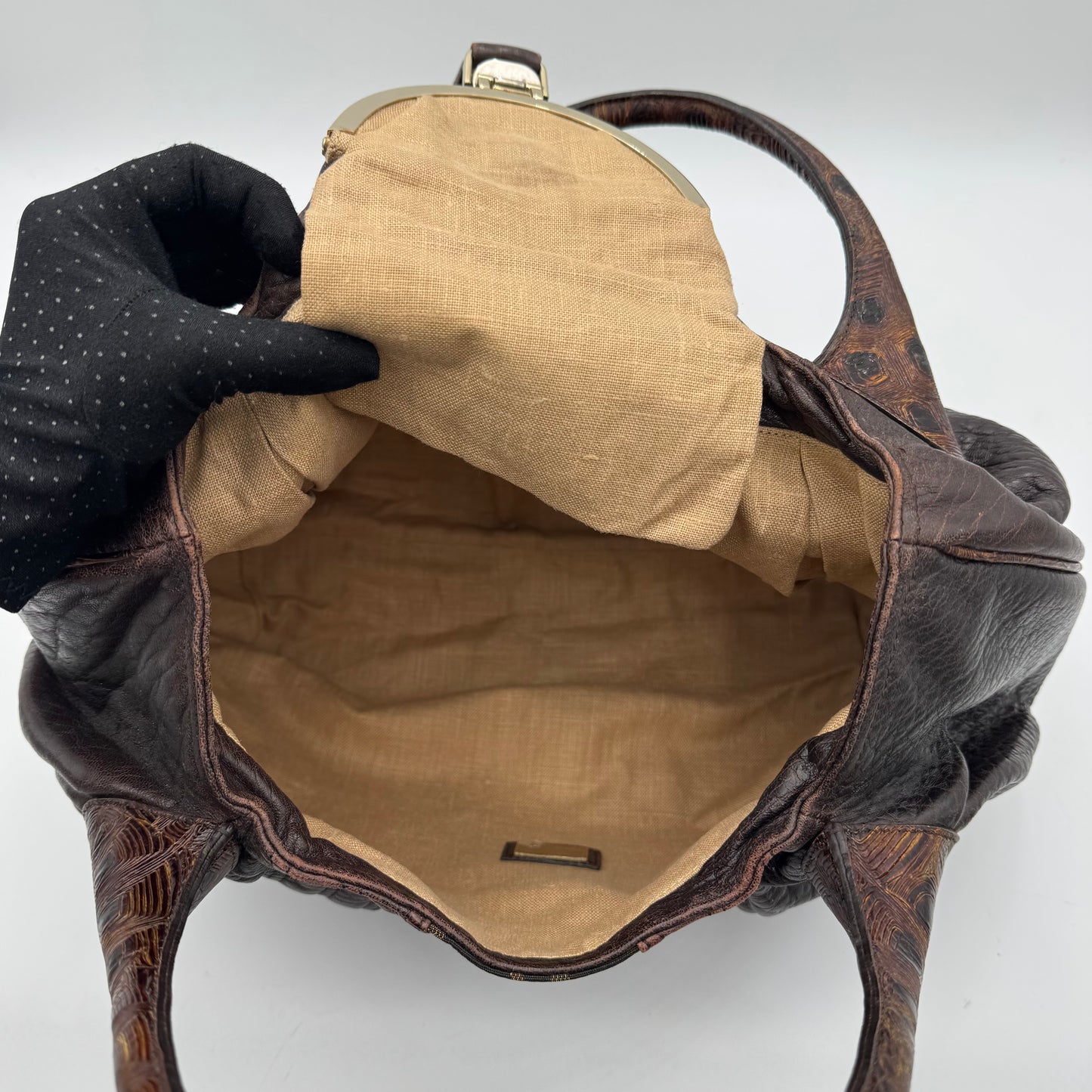 Fendi Tobacco Zucca and Textured Leather Spy Bag