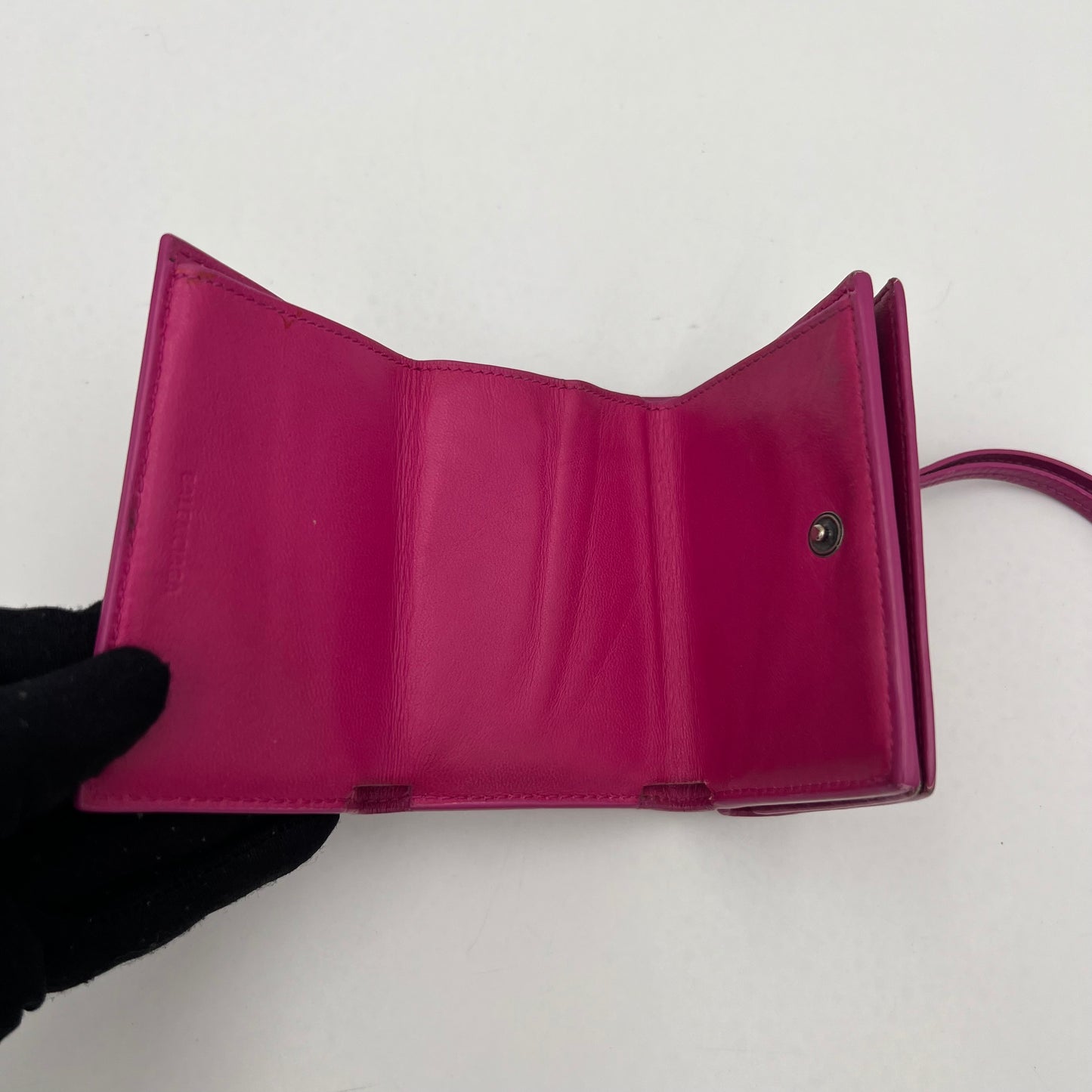 Balenciaga Magenta Pink Neo Classic Mini Trifold Wallet