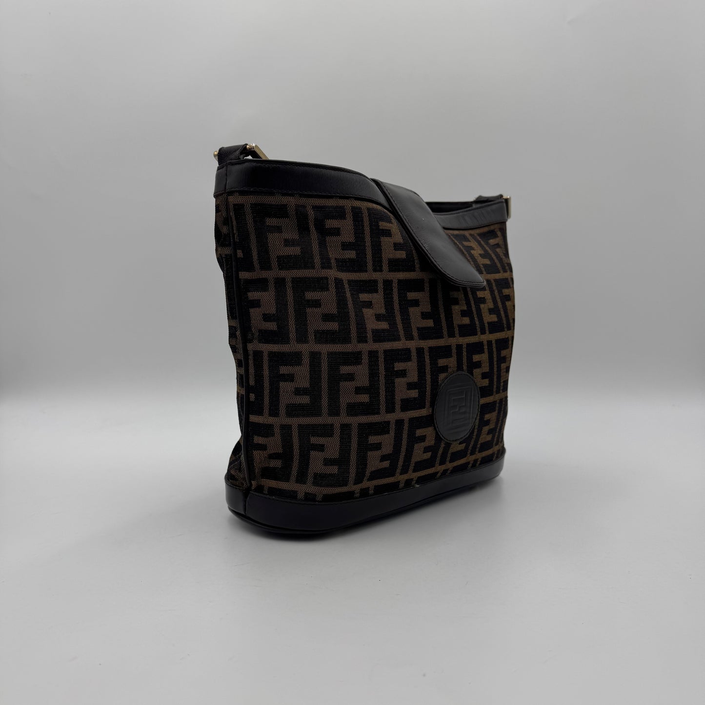 Fendi Tobacco Zucca Canvas and Leather Bucket Shoulder Bag