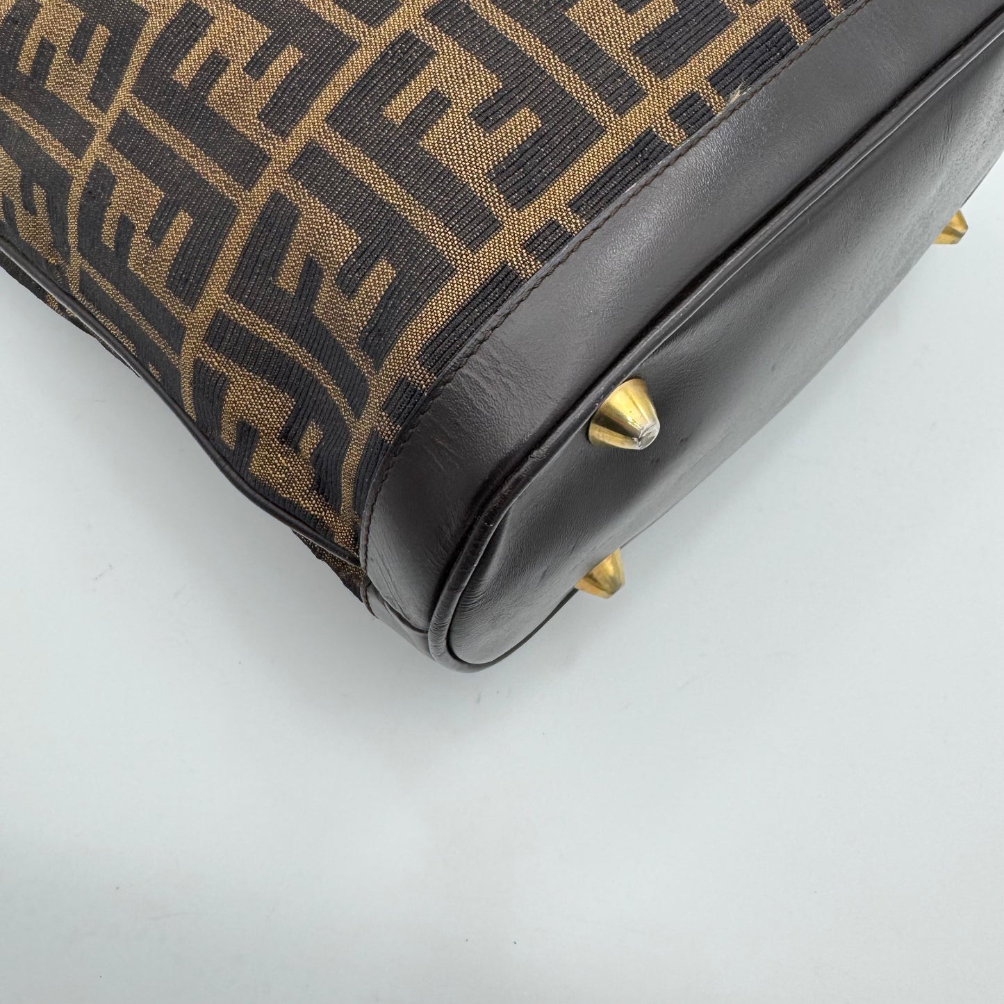 Fendi Tobacco Zucca Canvas and Leather Bucket Shoulder Bag