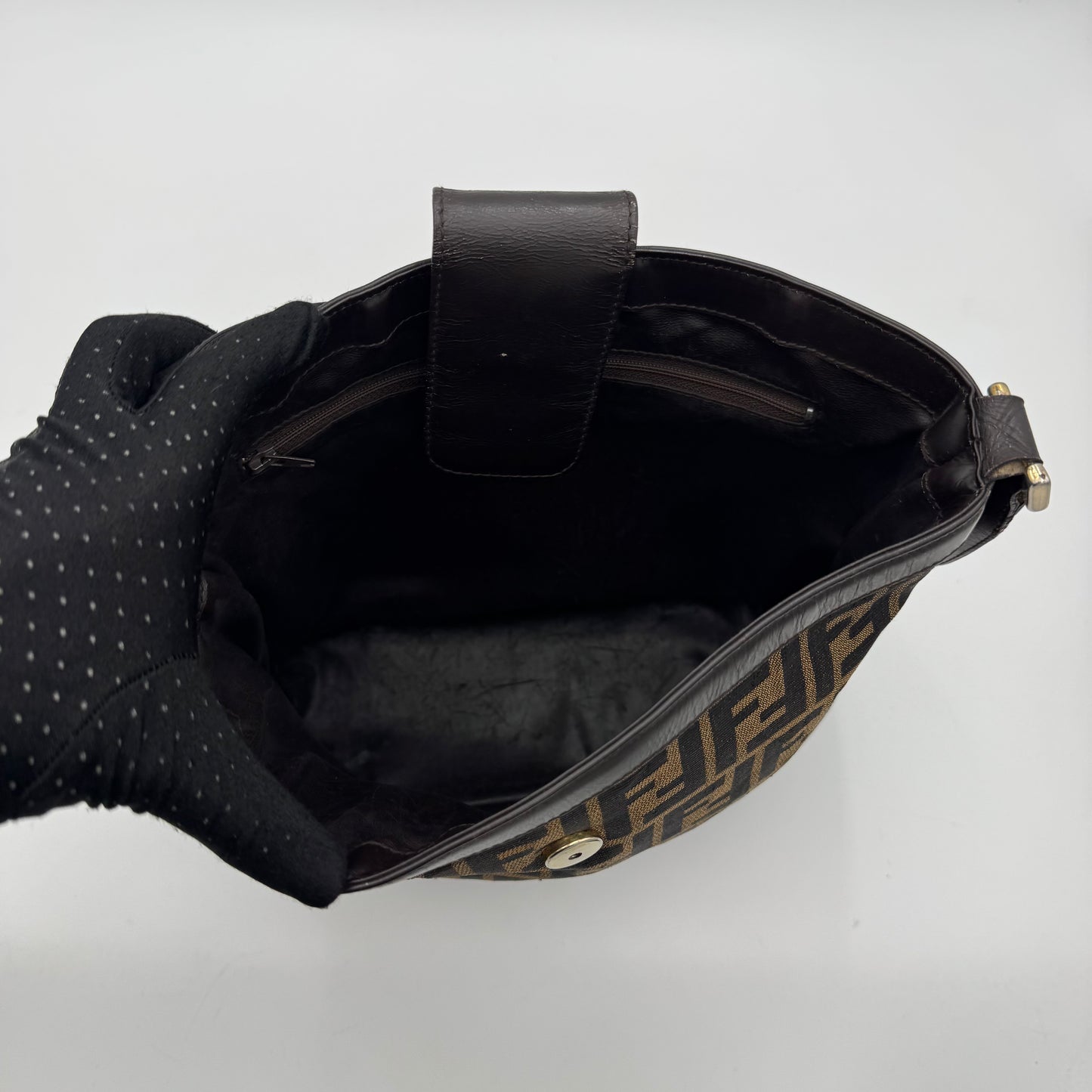 Fendi Tobacco Zucca Canvas and Leather Bucket Shoulder Bag