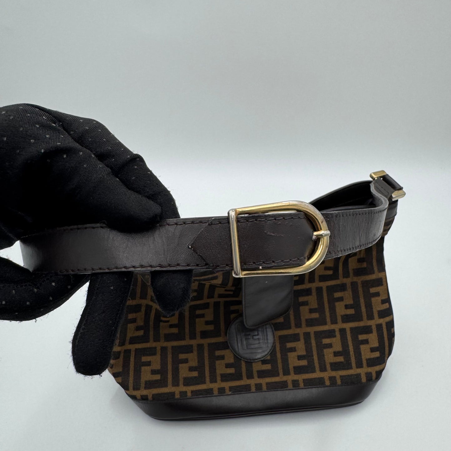 Fendi Tobacco Zucca Canvas and Leather Bucket Shoulder Bag