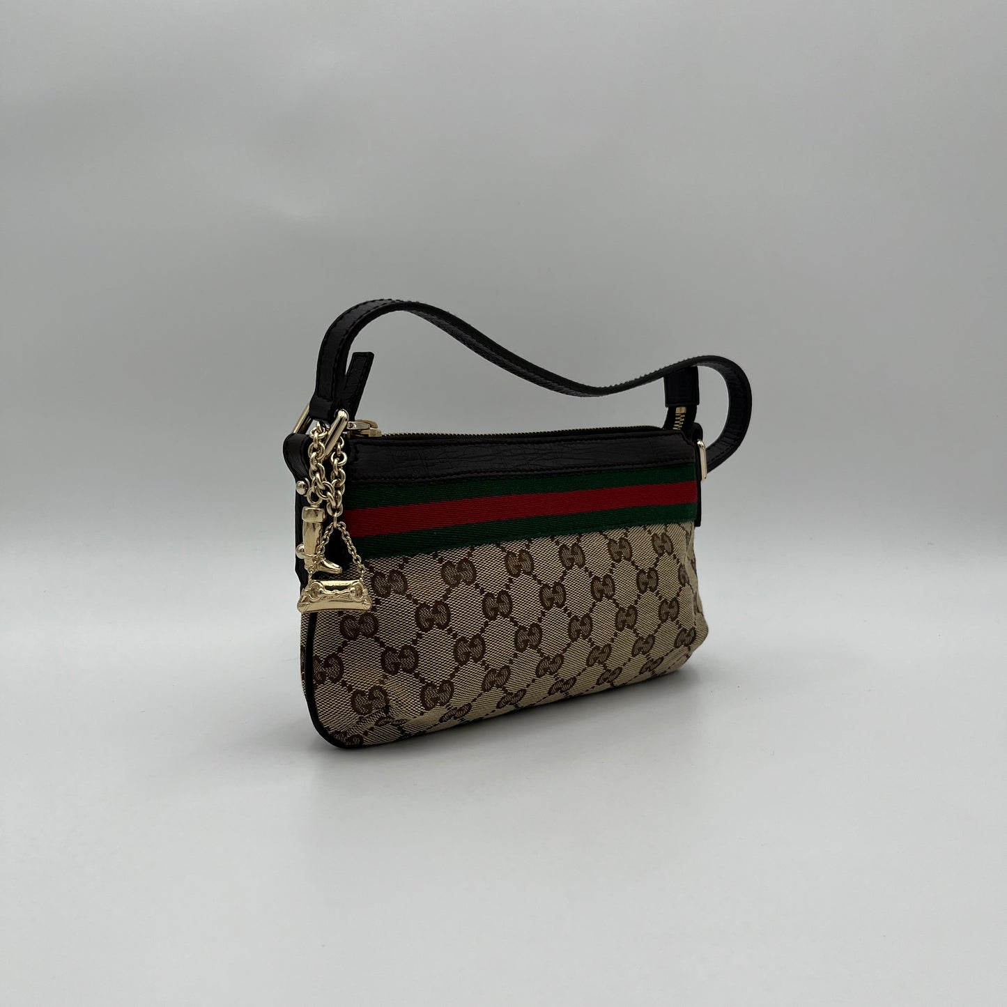 Gucci Brown Monogram Canvas and Leather Sherryline Pochette