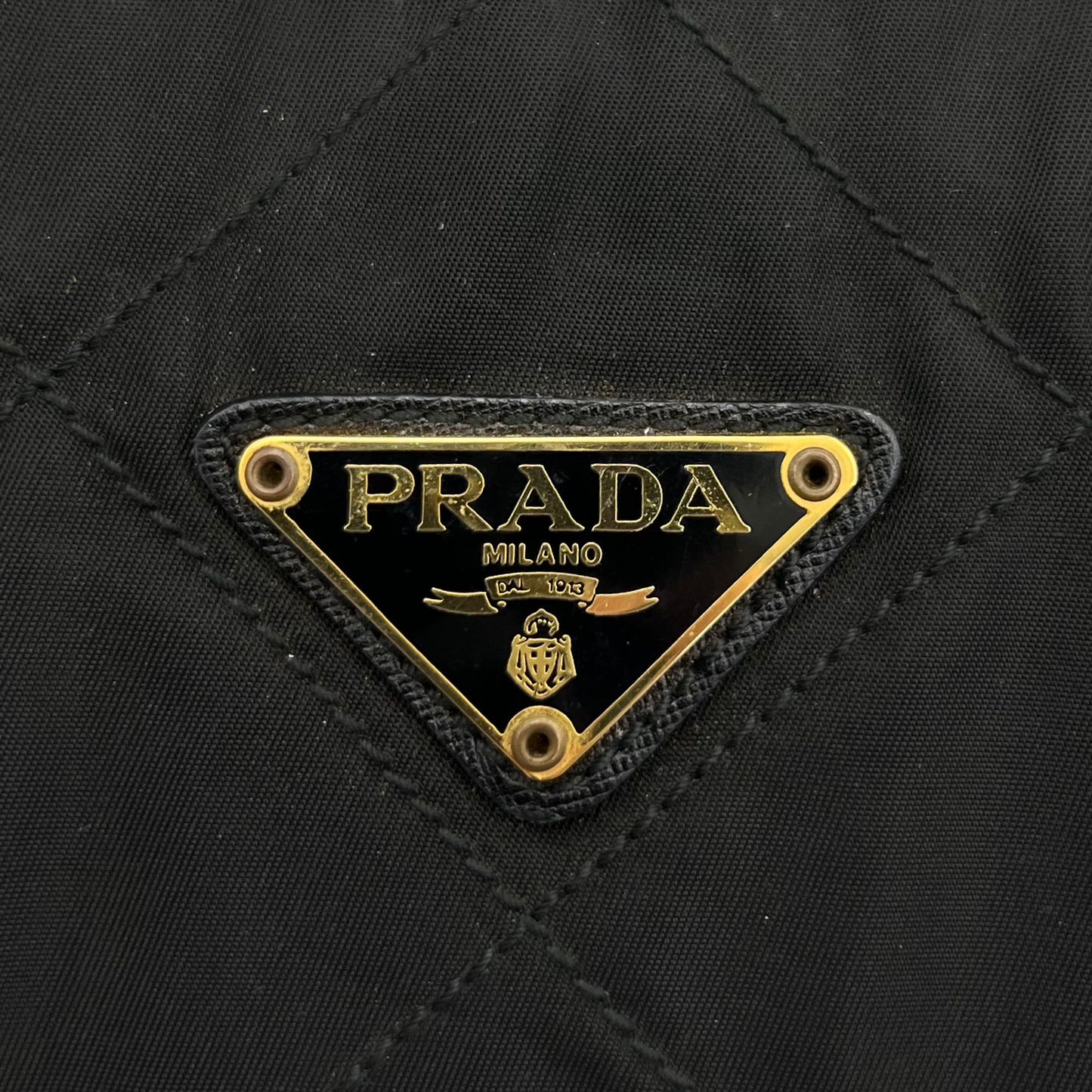 Prada Black Quilted Nylon Large Chain Bauletto Bag