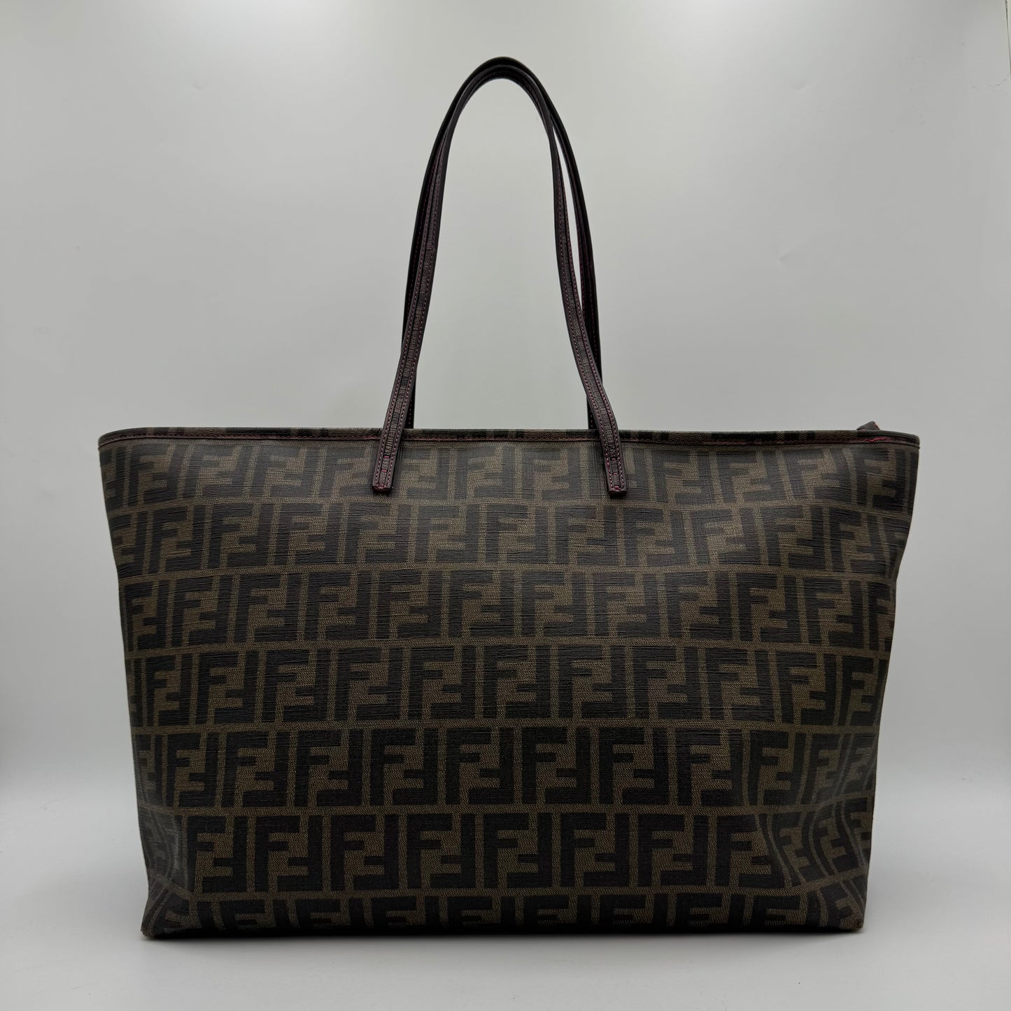 Fendi Tobacco Zucca Spalmati Shopper Roll Tote