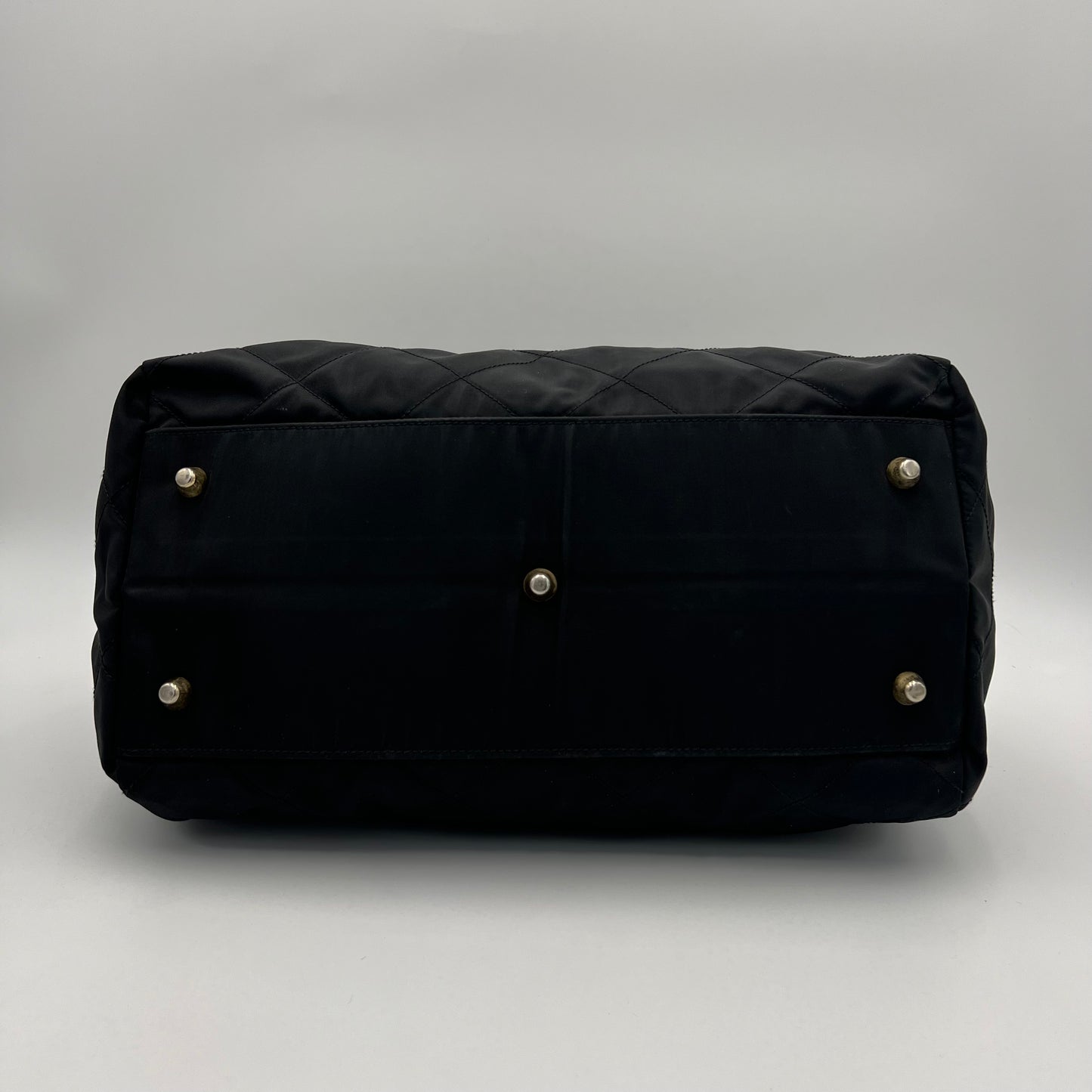 Prada Black Quilted Nylon Large Chain Bauletto Bag