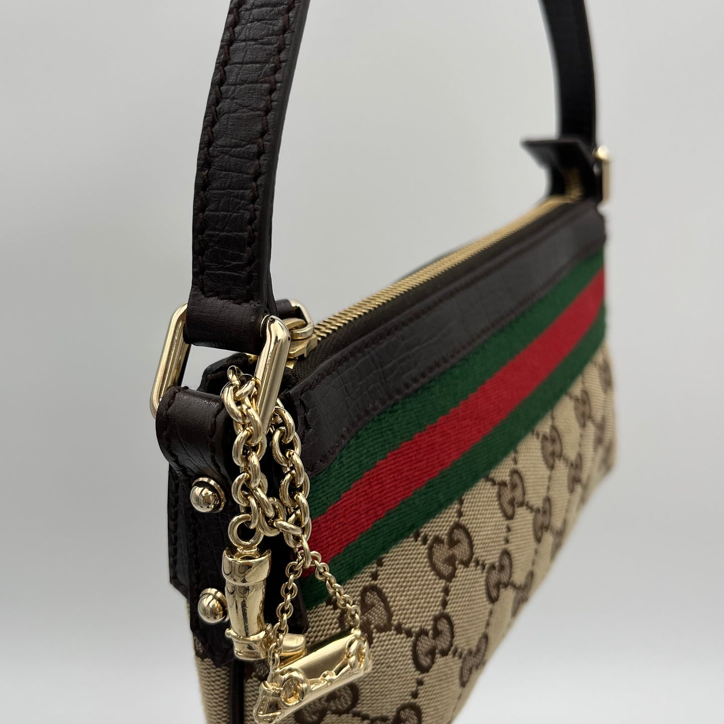 Gucci Brown Monogram Canvas and Leather Sherryline Pochette