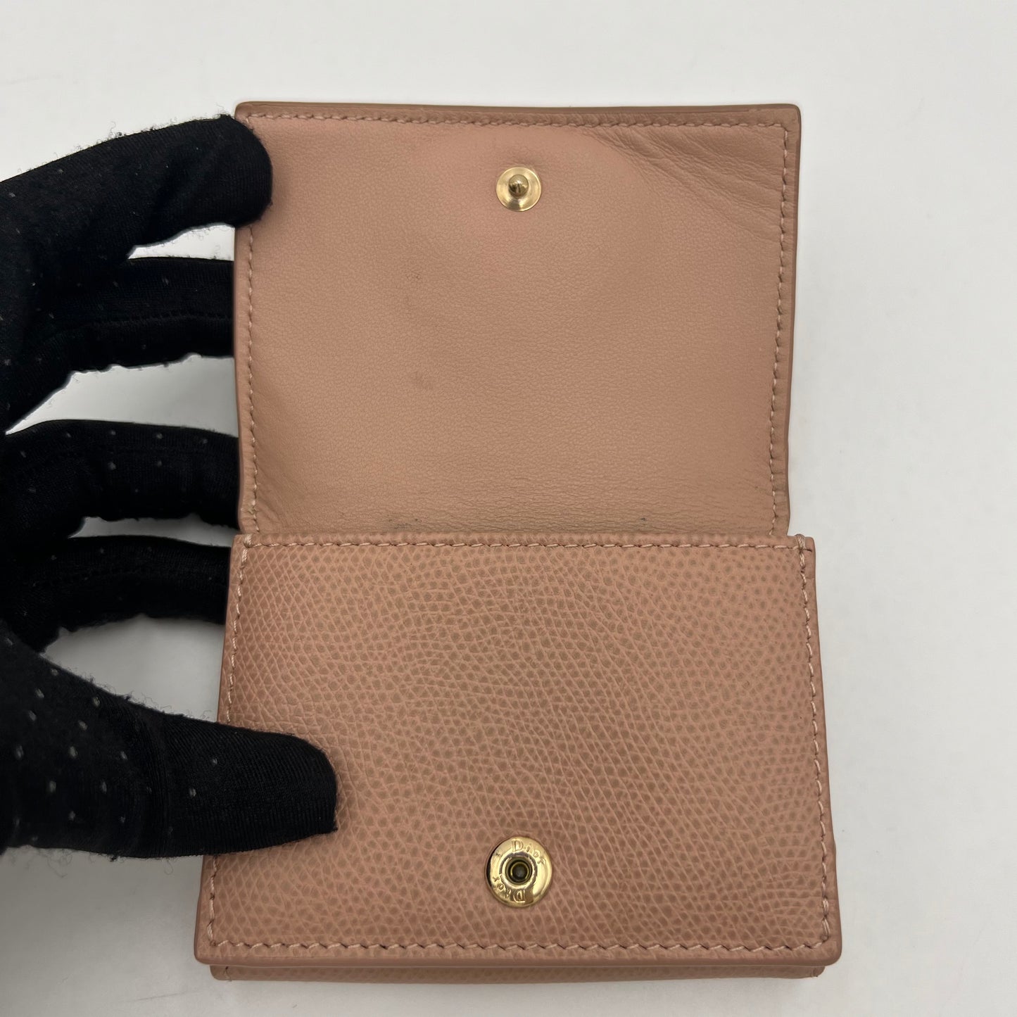 Christian Dior Pink Grained Calfskin 30 Montaigne Lotus Compact Wallet