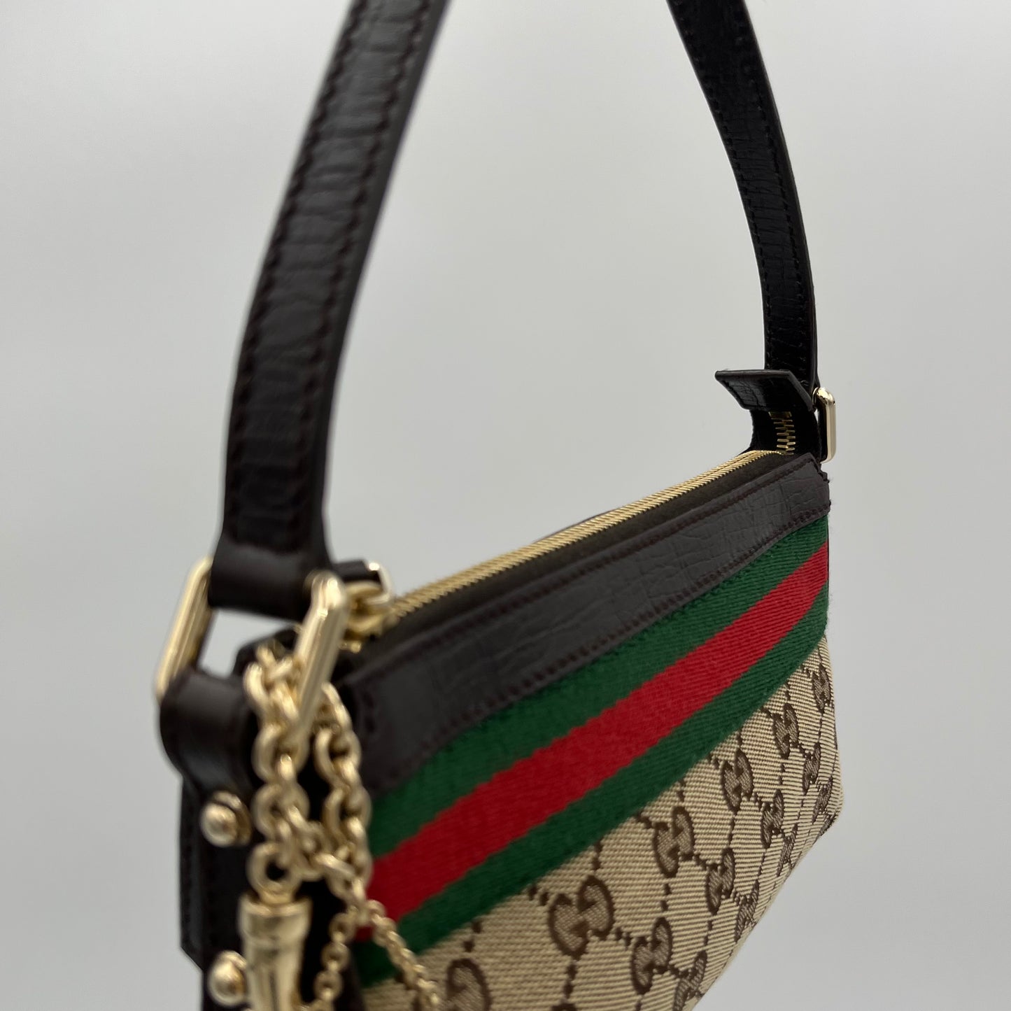Gucci Brown Monogram Canvas and Leather Sherryline Pochette