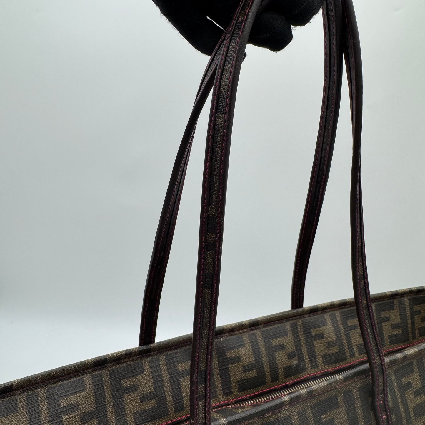 Fendi Tobacco Zucca Spalmati Shopper Roll Tote