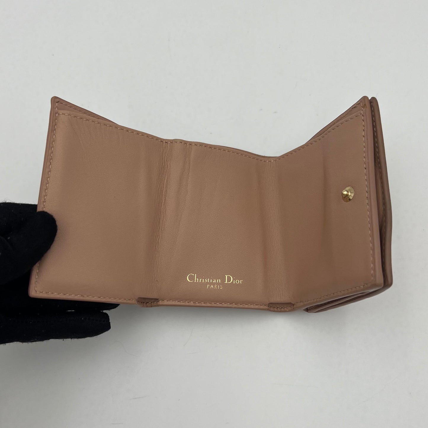 Christian Dior Pink Grained Calfskin 30 Montaigne Lotus Compact Wallet