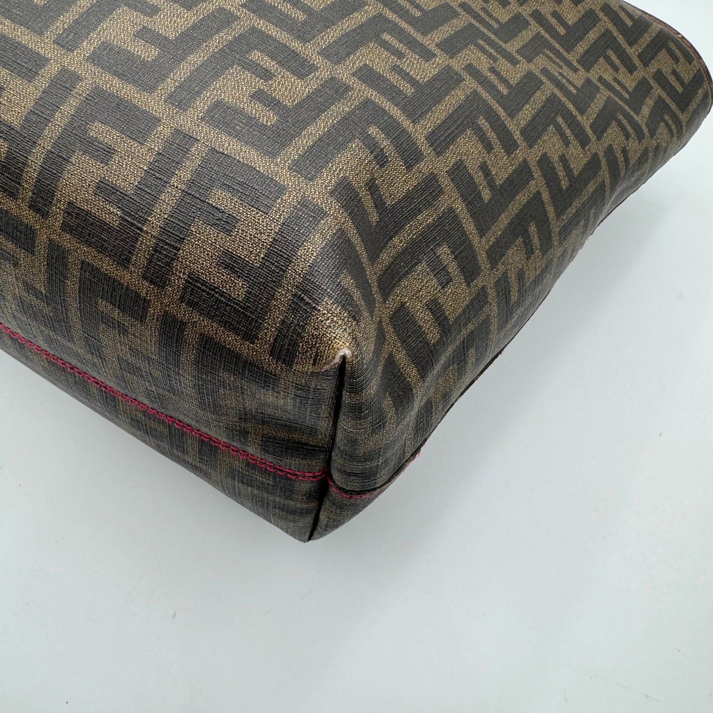 Fendi Tobacco Zucca Spalmati Shopper Roll Tote