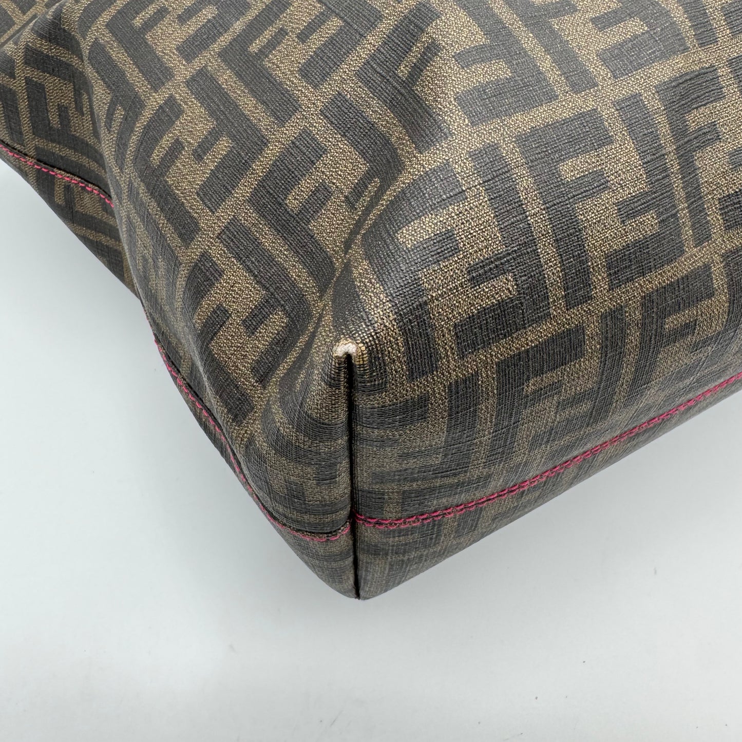 Fendi Tobacco Zucca Spalmati Shopper Roll Tote