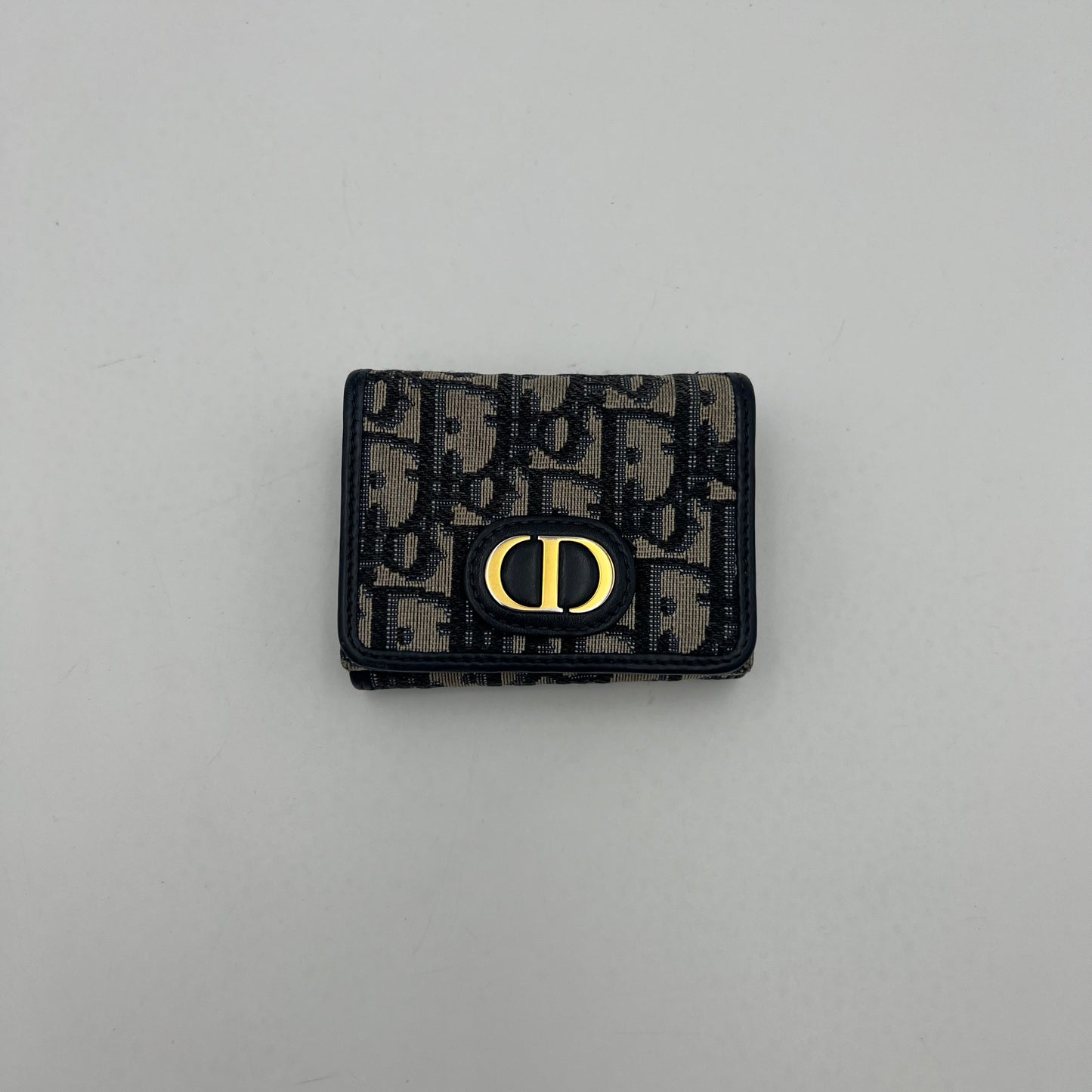 Christian Dior Blue Oblique Canvas 30 Montaigne Trifold Short Wallet