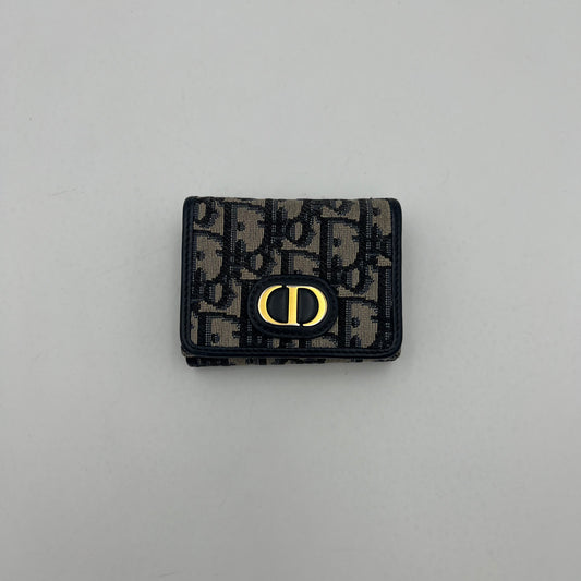 Christian Dior Blue Oblique Canvas 30 Montaigne Trifold Short Wallet