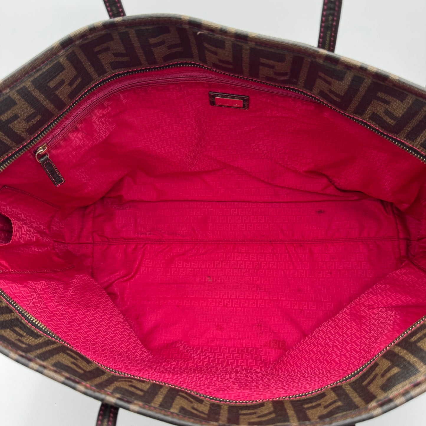 Fendi Tobacco Zucca Spalmati Shopper Roll Tote