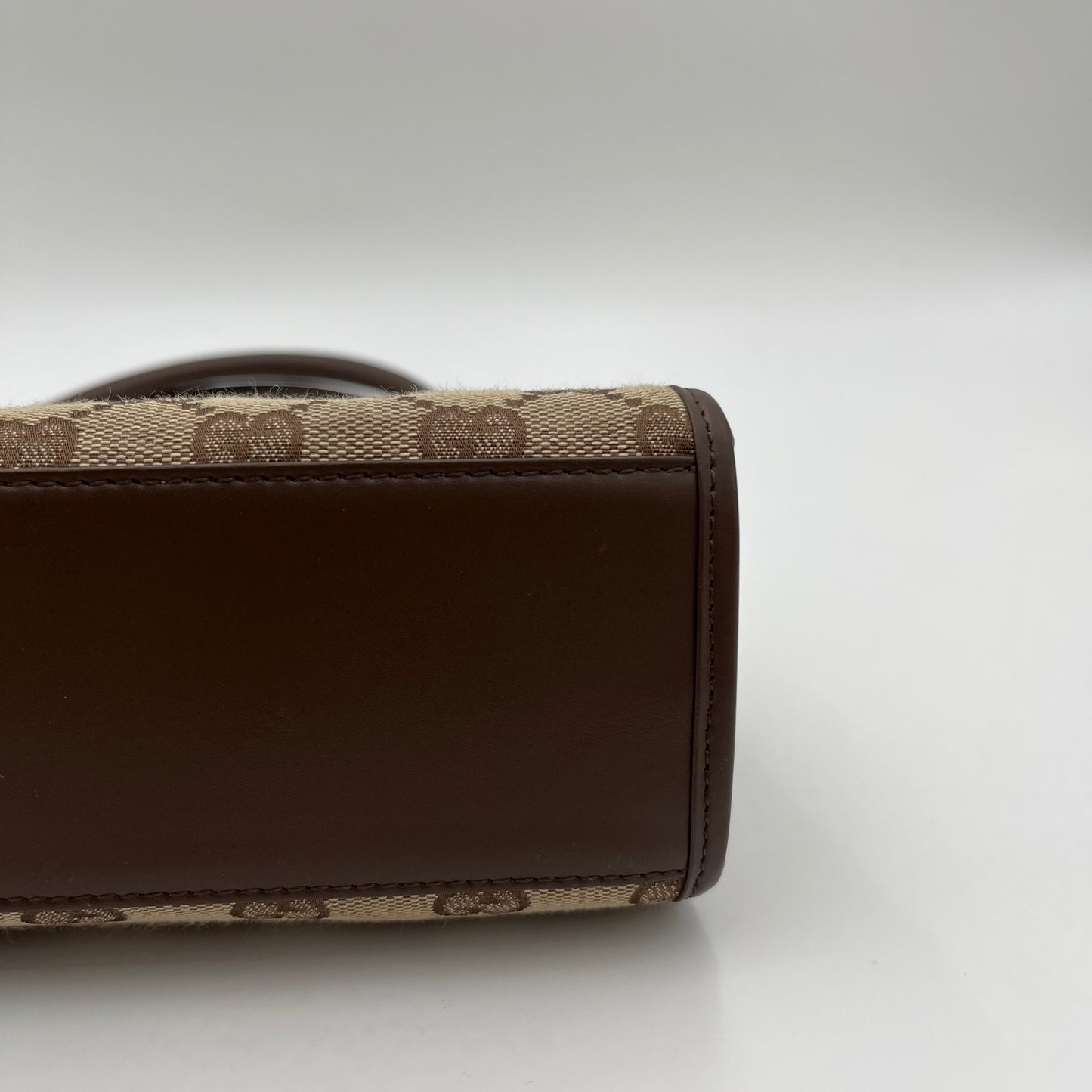 Gucci Brown Monogram Canvas Brown Leather Bardot Jackie