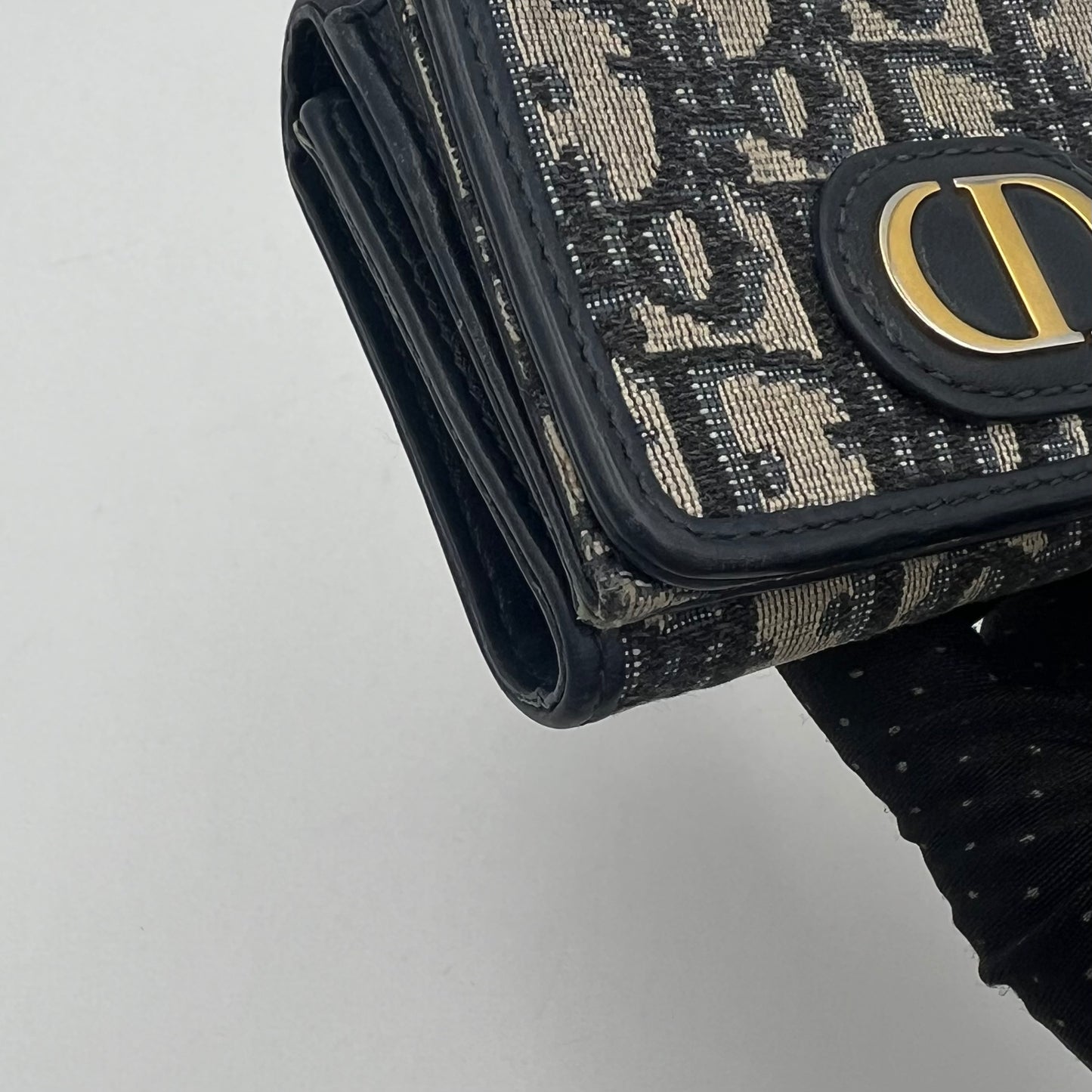 Christian Dior Blue Oblique Canvas 30 Montaigne Trifold Short Wallet