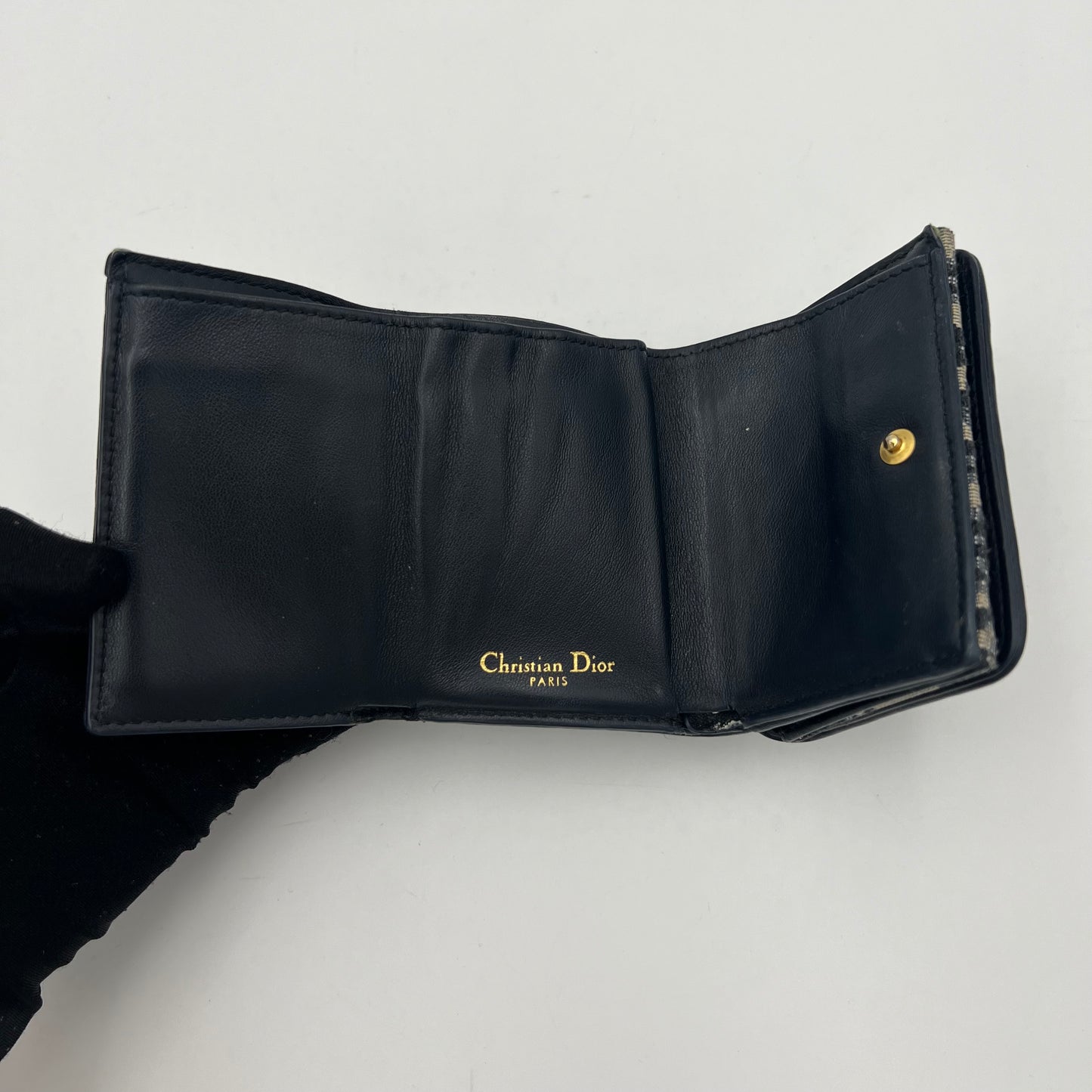 Christian Dior Blue Oblique Canvas 30 Montaigne Trifold Short Wallet
