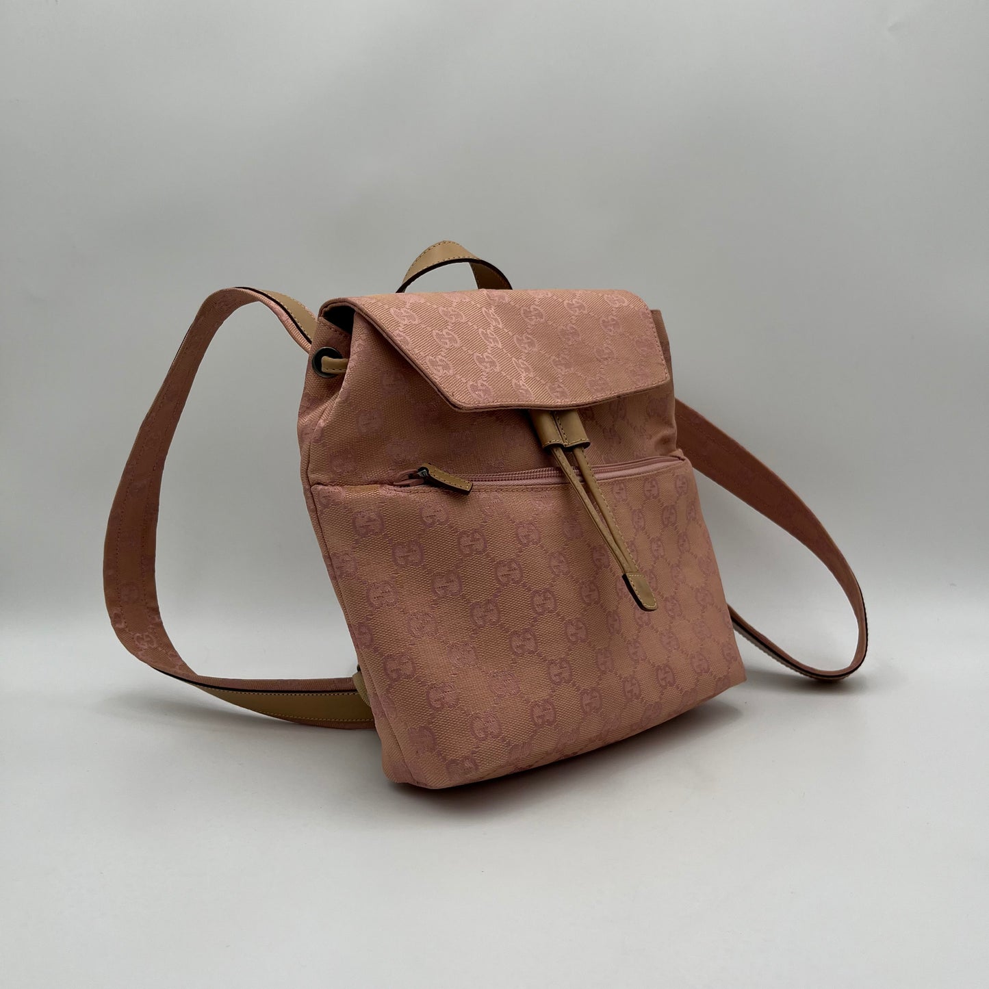 Gucci Pink Monogram Canvas and Leather Small Backpack