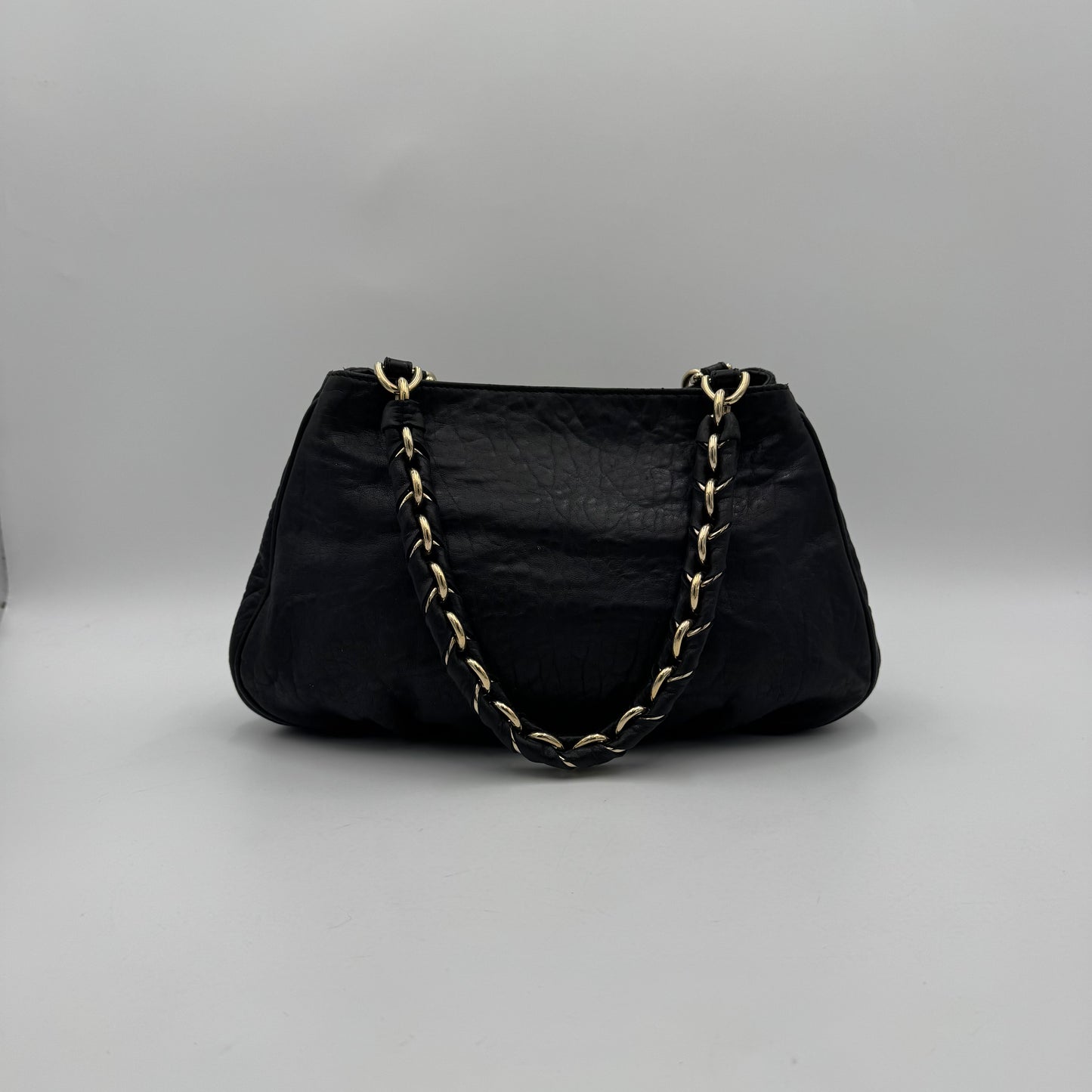 Fendi Black Pebbled Leather Small Mia Tote Bag