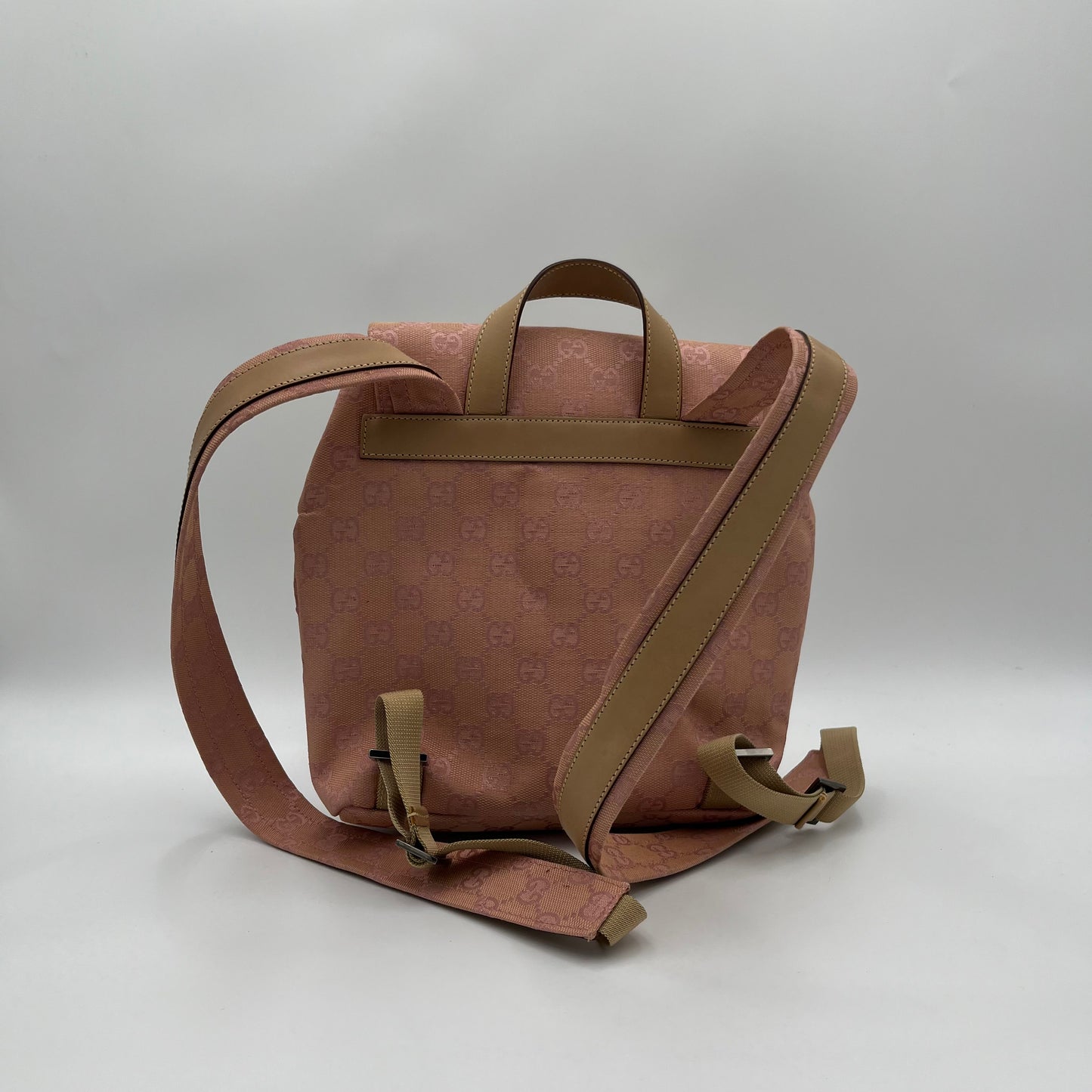 Gucci Pink Monogram Canvas and Leather Small Backpack