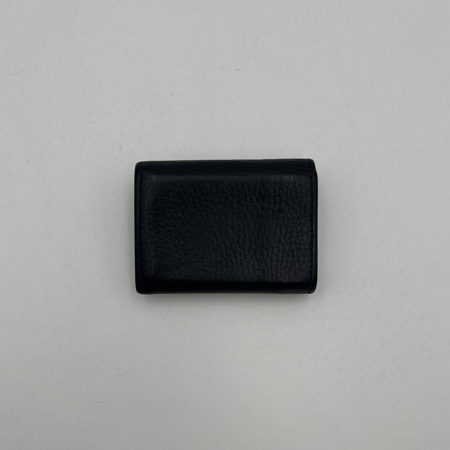Gucci Black Leather Marmont Trifold Mini Compact Wallet GHW