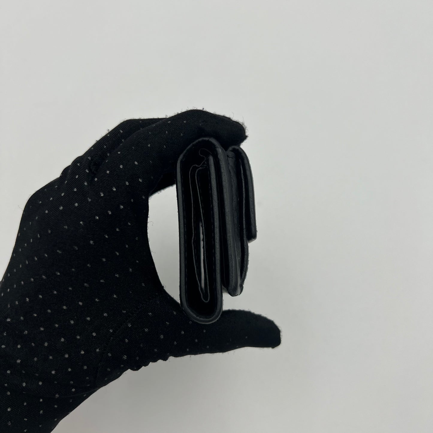 Gucci Black Leather Marmont Trifold Mini Compact Wallet GHW