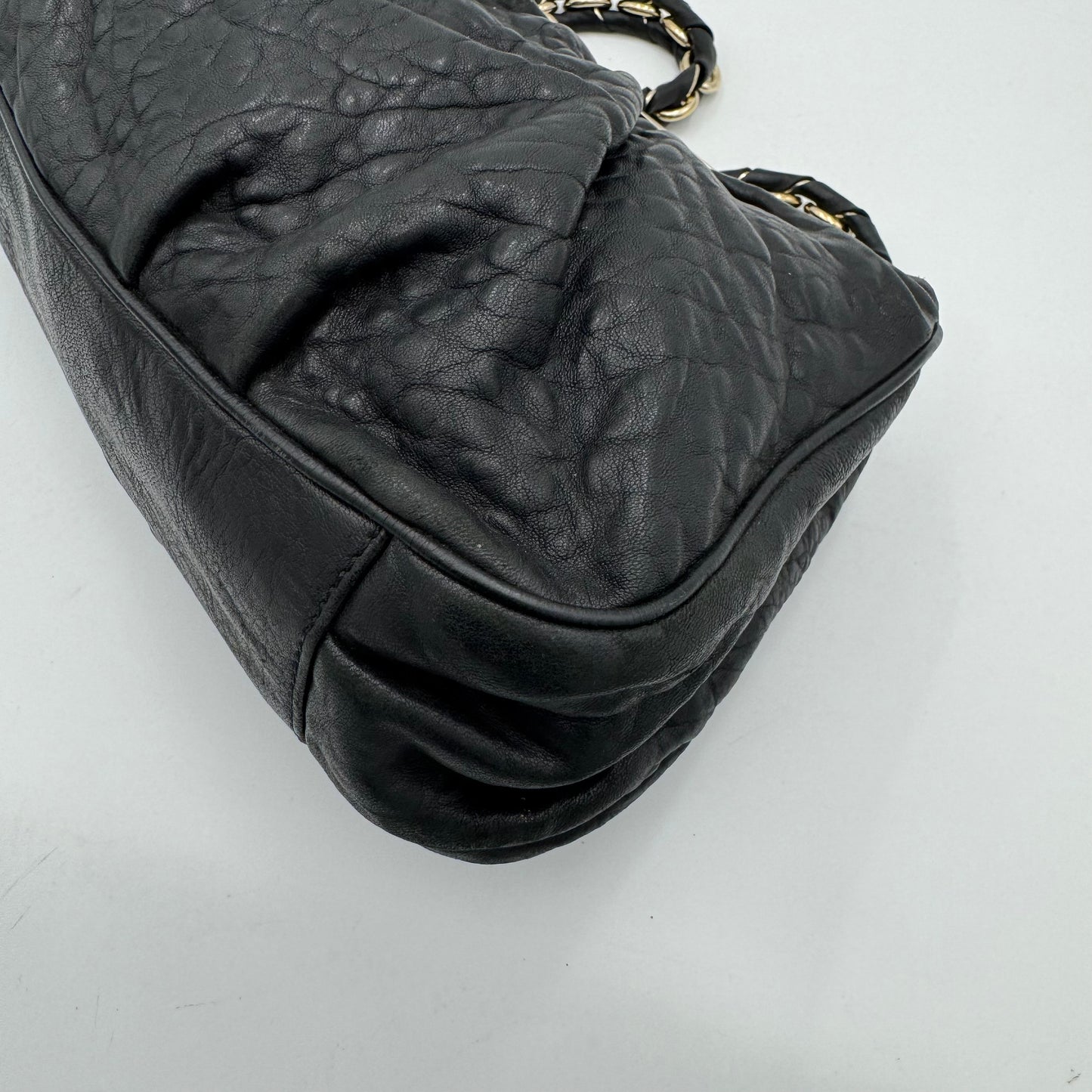 Fendi Black Pebbled Leather Small Mia Tote Bag