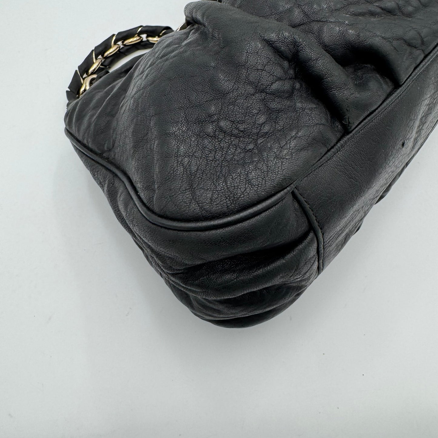 Fendi Black Pebbled Leather Small Mia Tote Bag