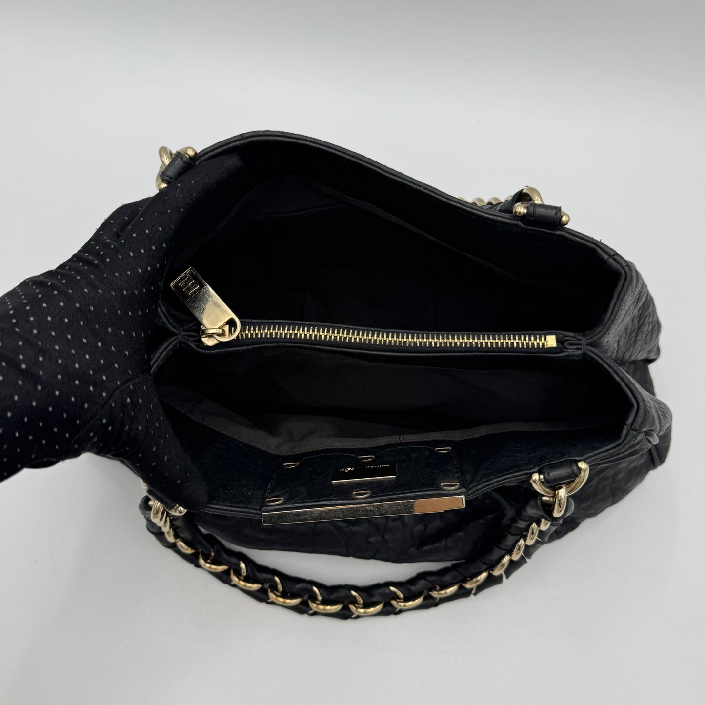 Fendi Black Pebbled Leather Small Mia Tote Bag