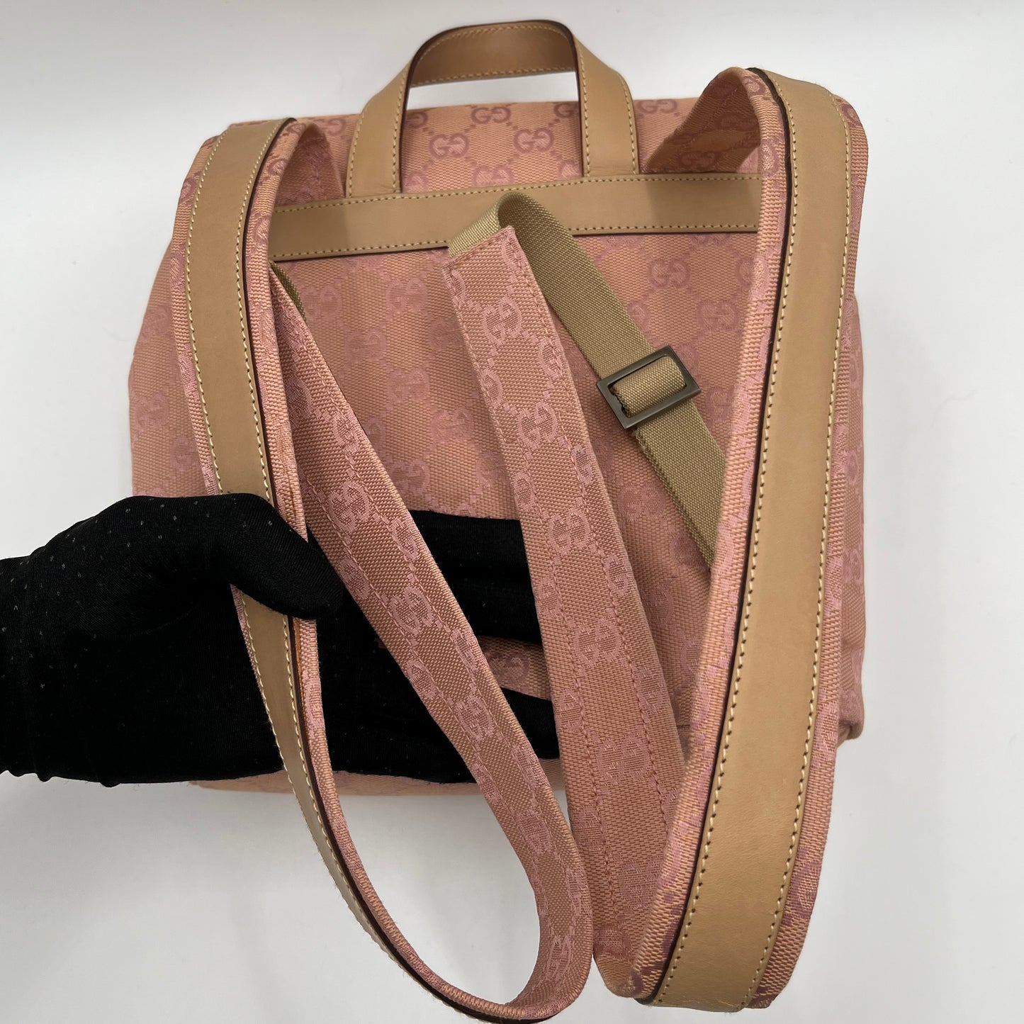 Gucci Pink Monogram Canvas and Leather Small Backpack