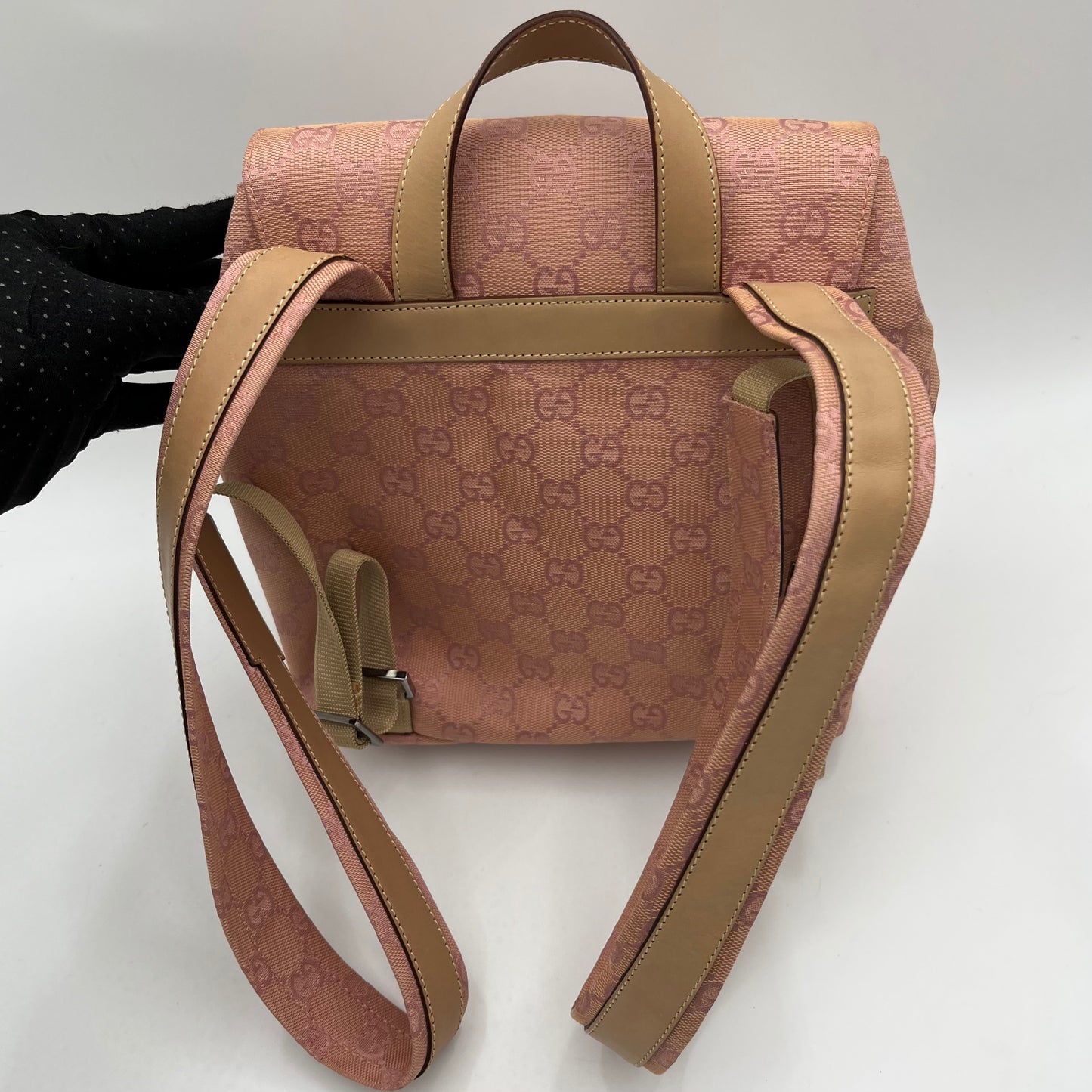 Gucci Pink Monogram Canvas and Leather Small Backpack
