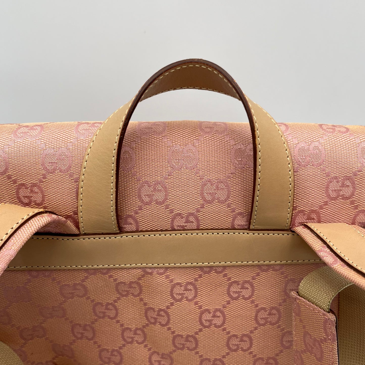 Gucci Pink Monogram Canvas and Leather Small Backpack