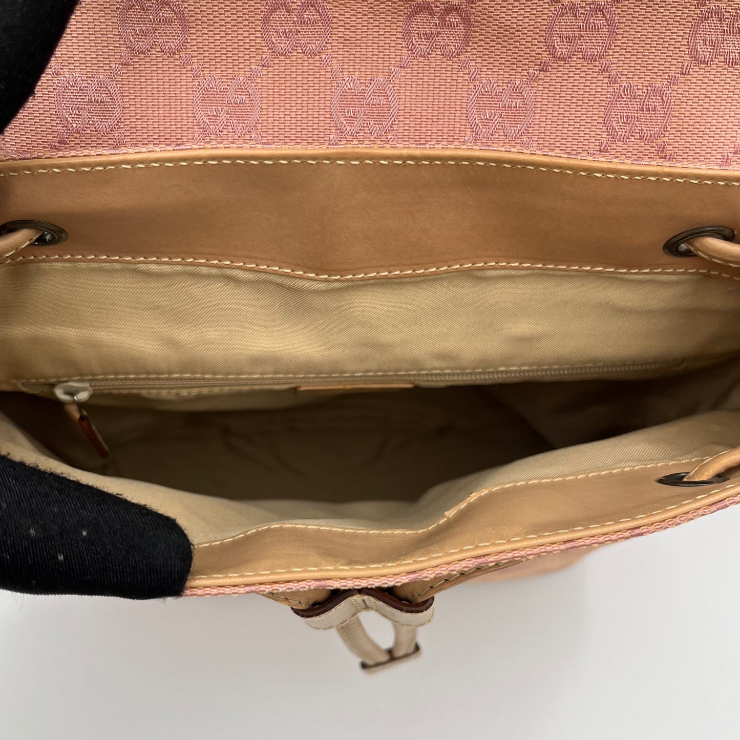Gucci Pink Monogram Canvas and Leather Small Backpack