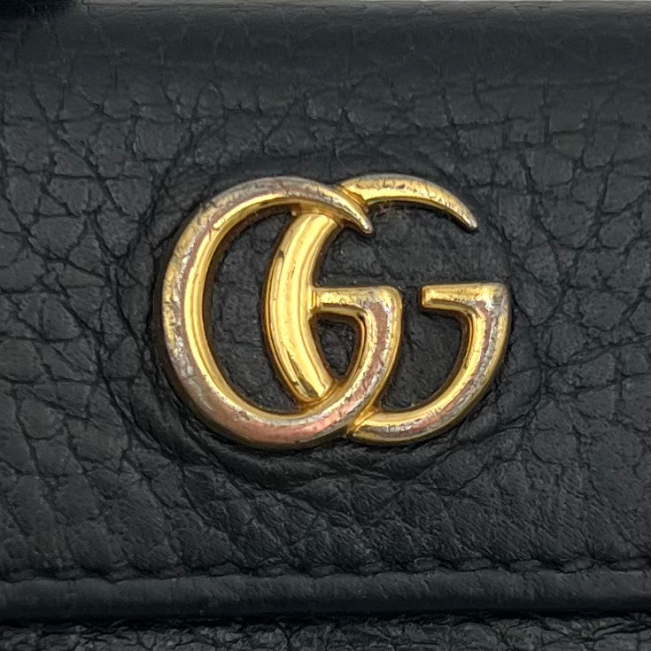 Gucci Black Leather Marmont Trifold Mini Compact Wallet GHW