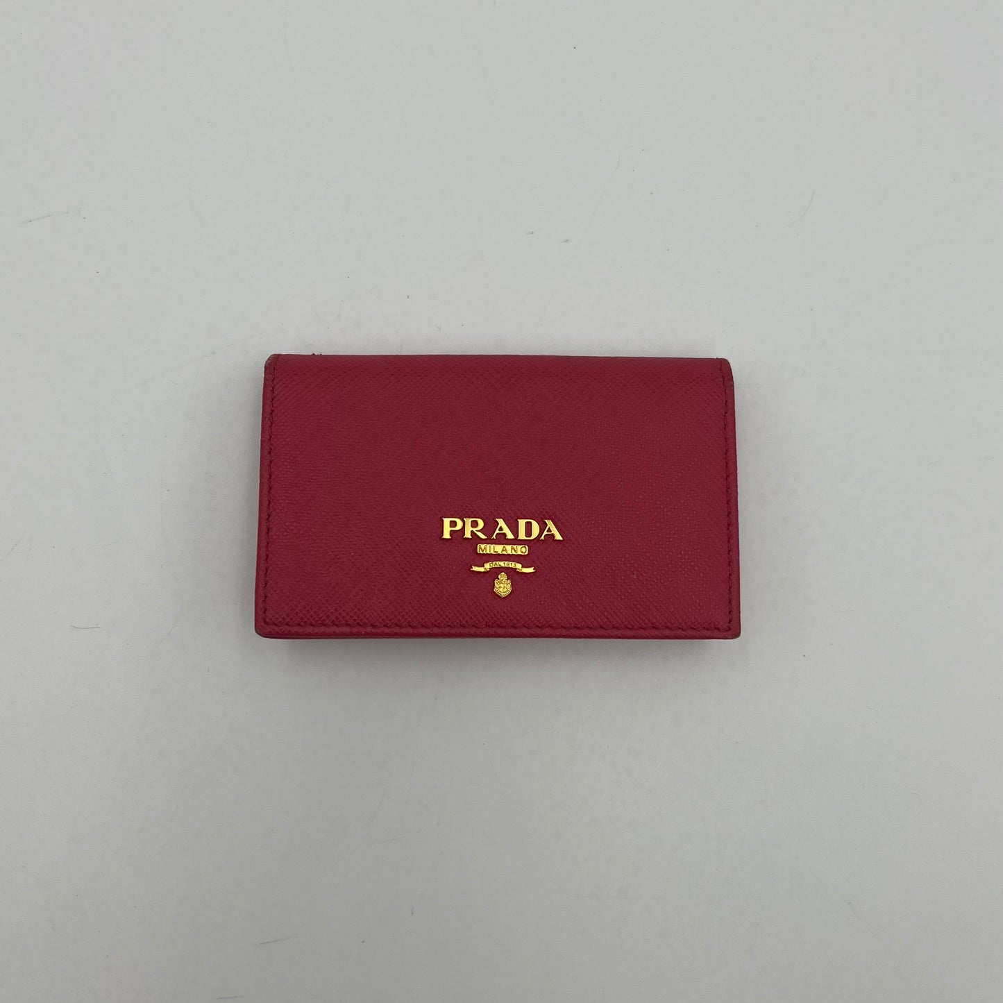 Prada Pink Saffiano Bifold Card Holder GHW