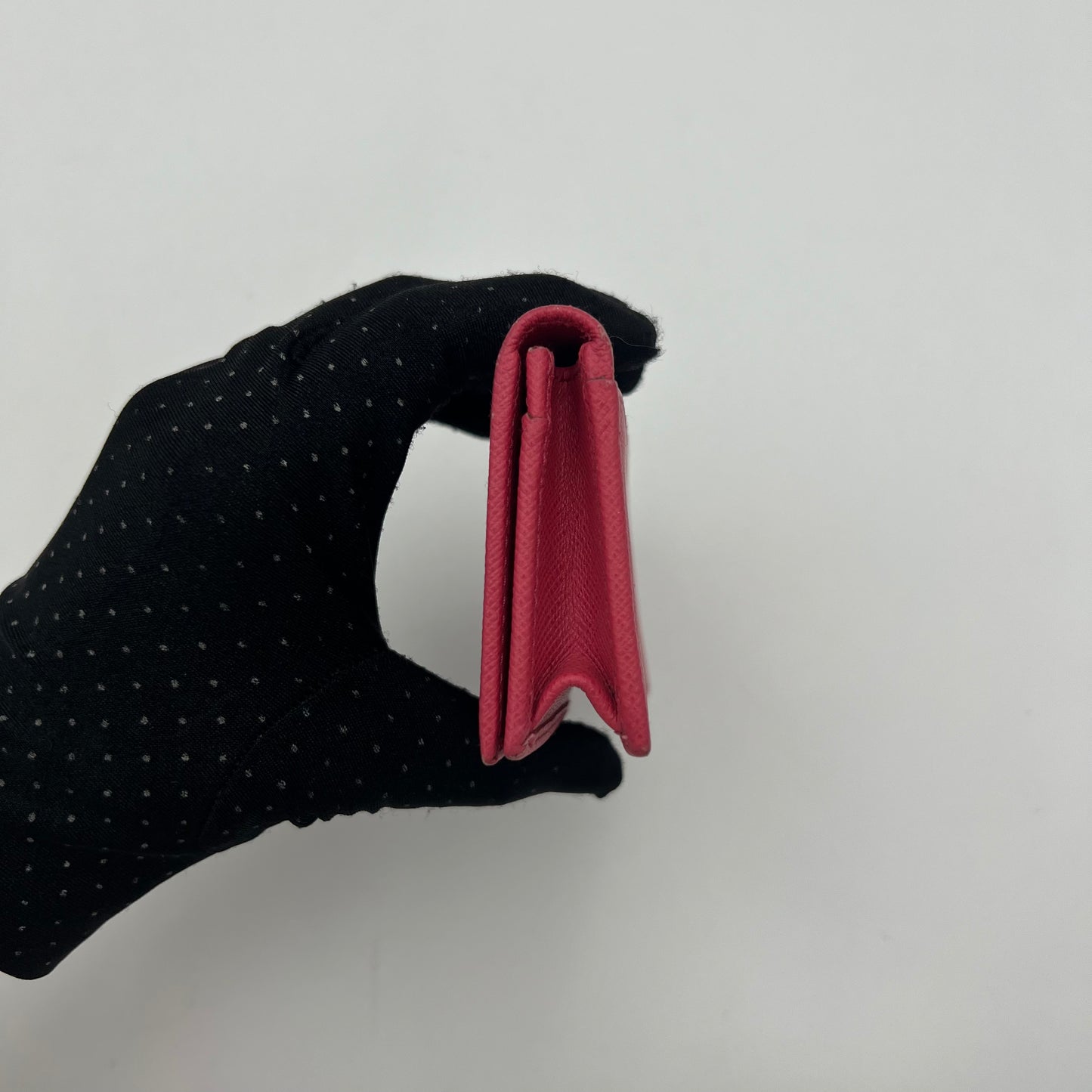Prada Pink Saffiano Bifold Card Holder GHW