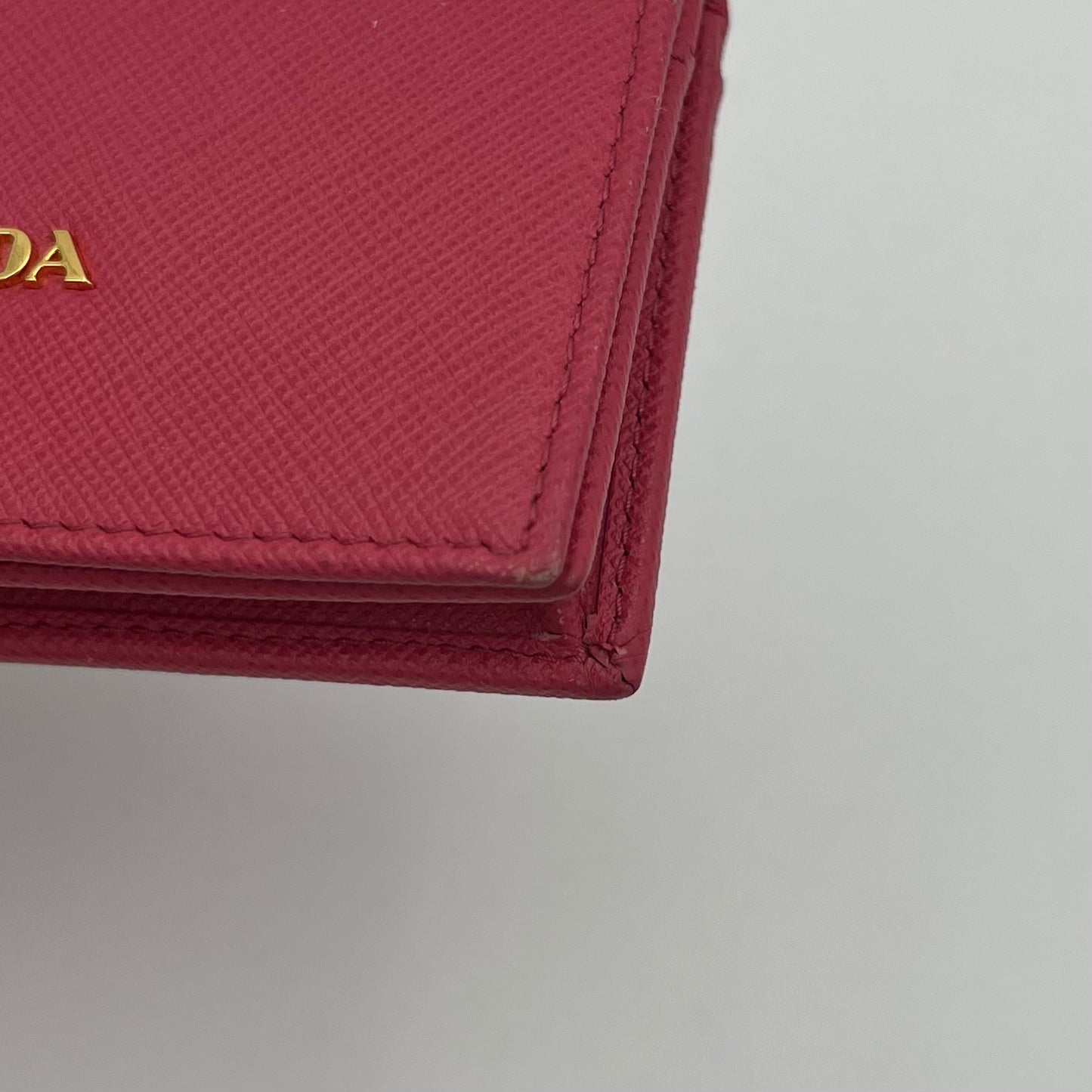 Prada Pink Saffiano Bifold Card Holder GHW