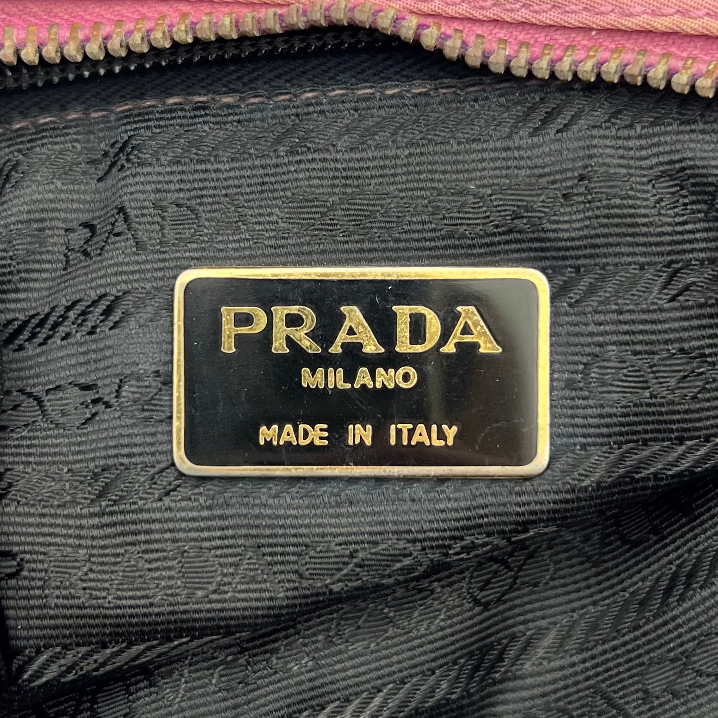 Prada Pink Quilted Nylon Zip Chain Bag GHW